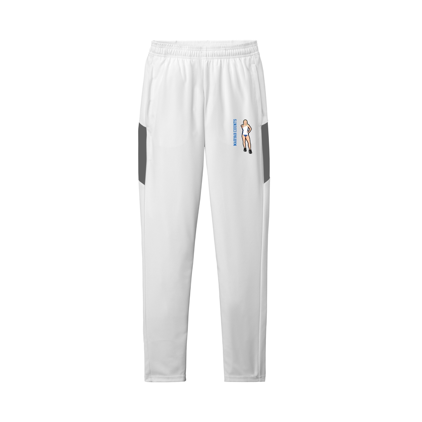 Team Travel Pant — Name Vertical in White/Grey
