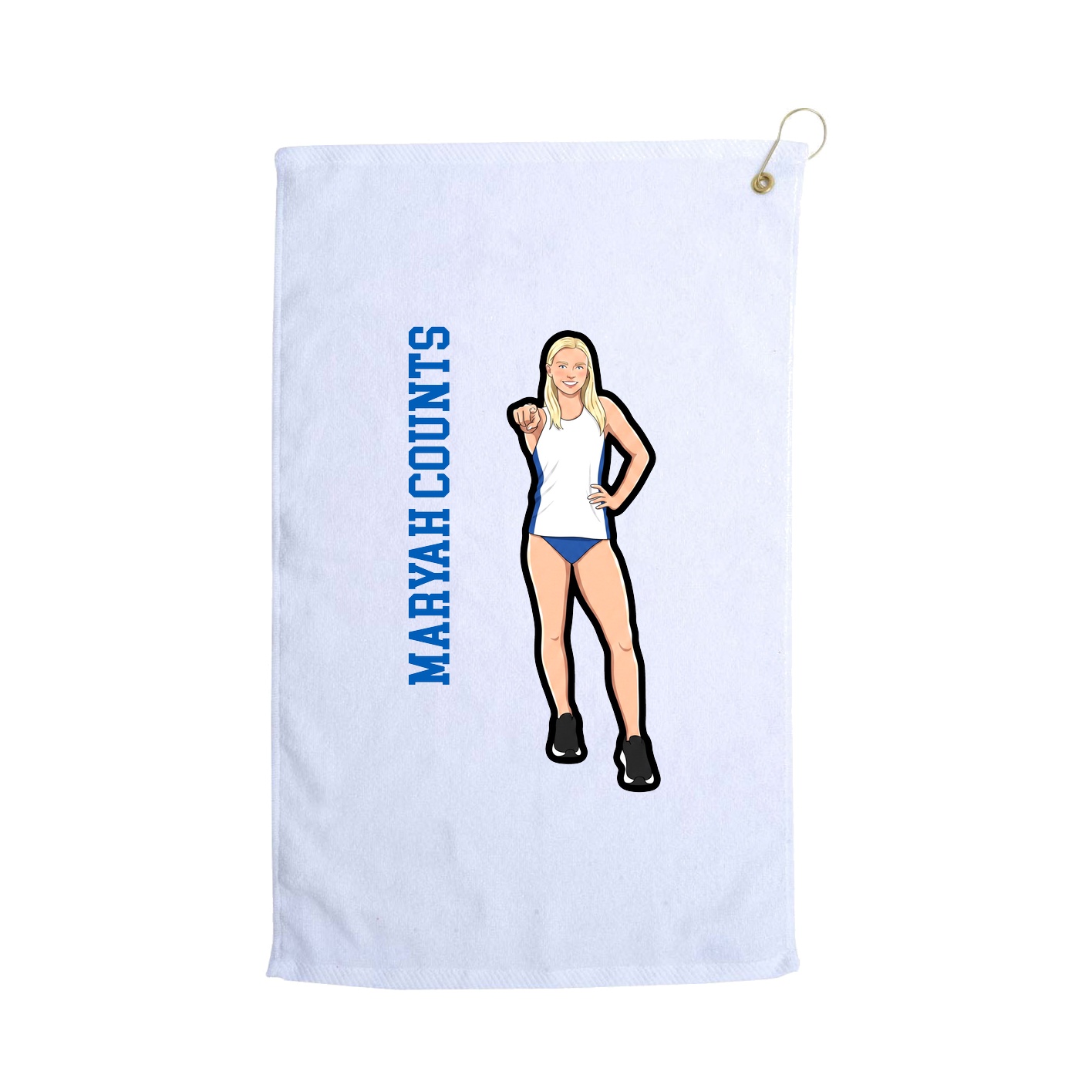 Golf Towel — Name Vertical in White