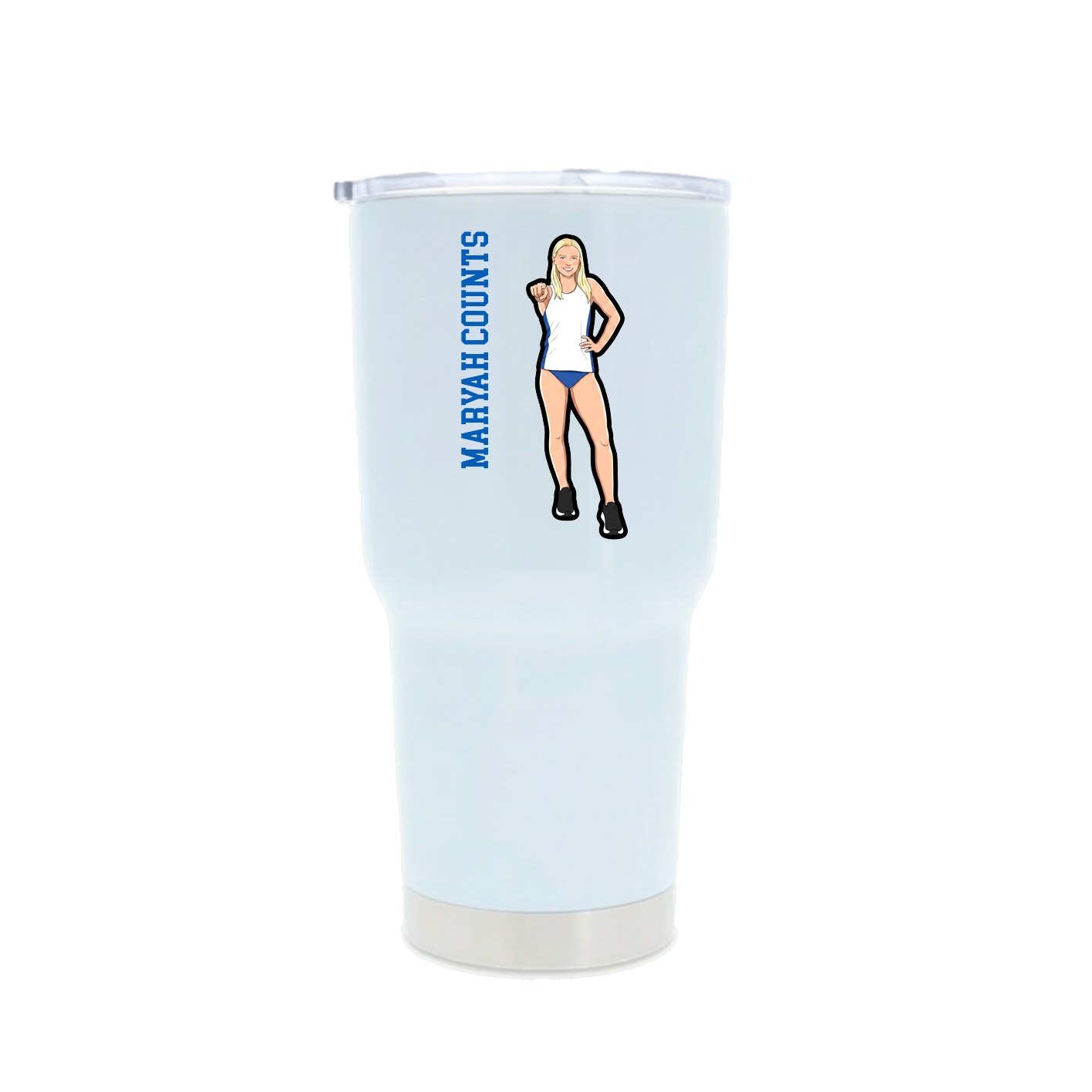 30oz Stainless Steel Tumbler — Name Vertical in White