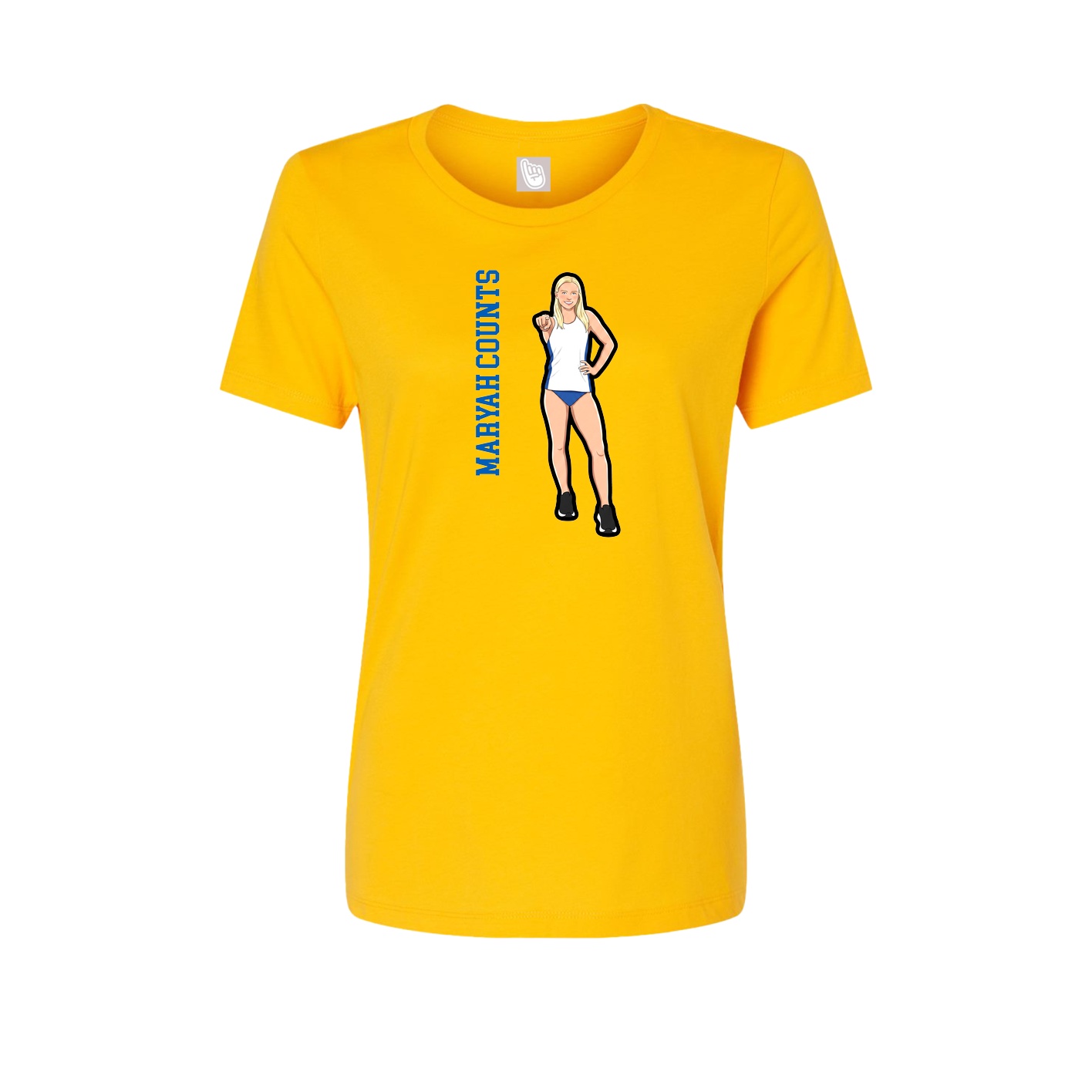 Womens Tee — Name Vertical in Gold