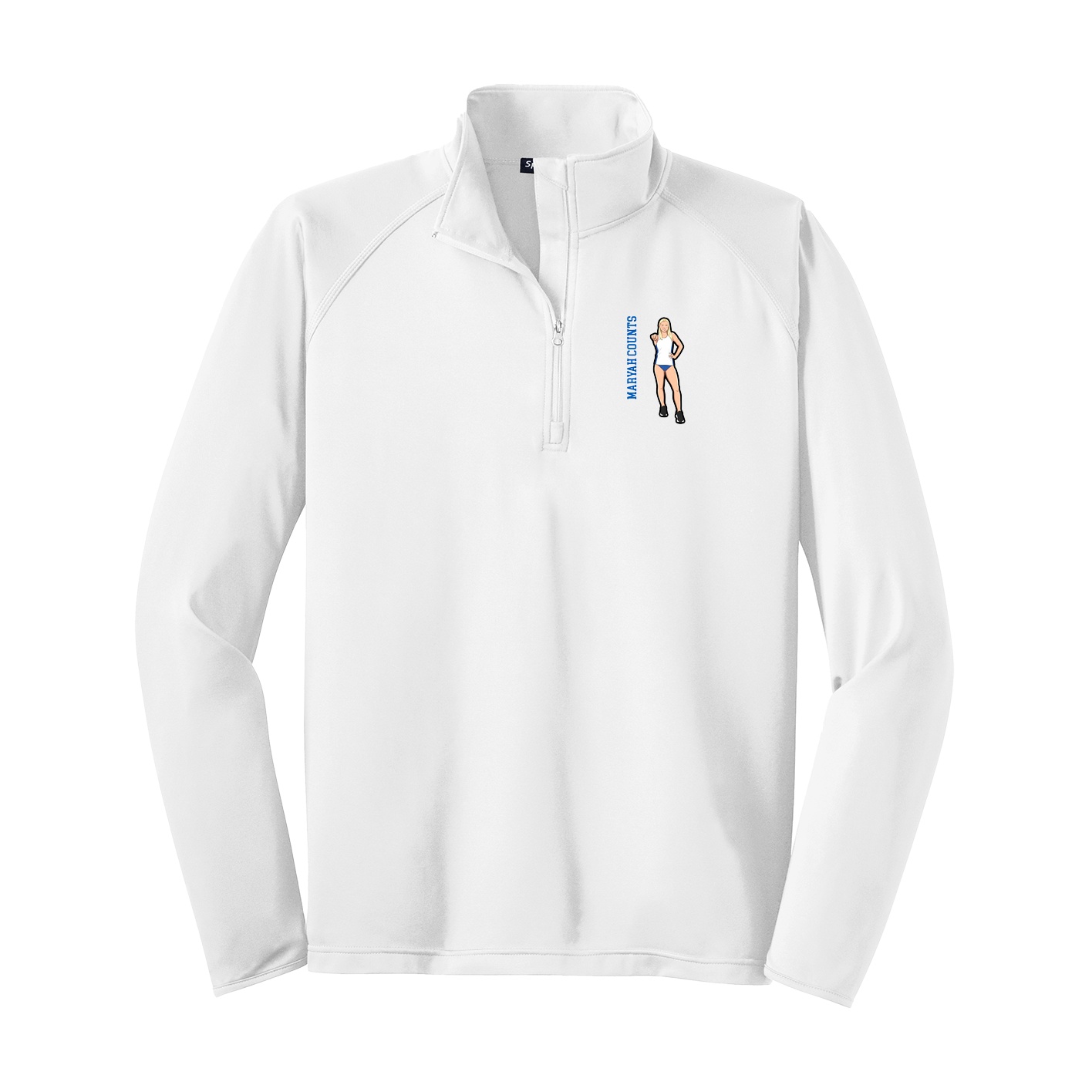 Q-Zip Pullover — Name Vertical in White