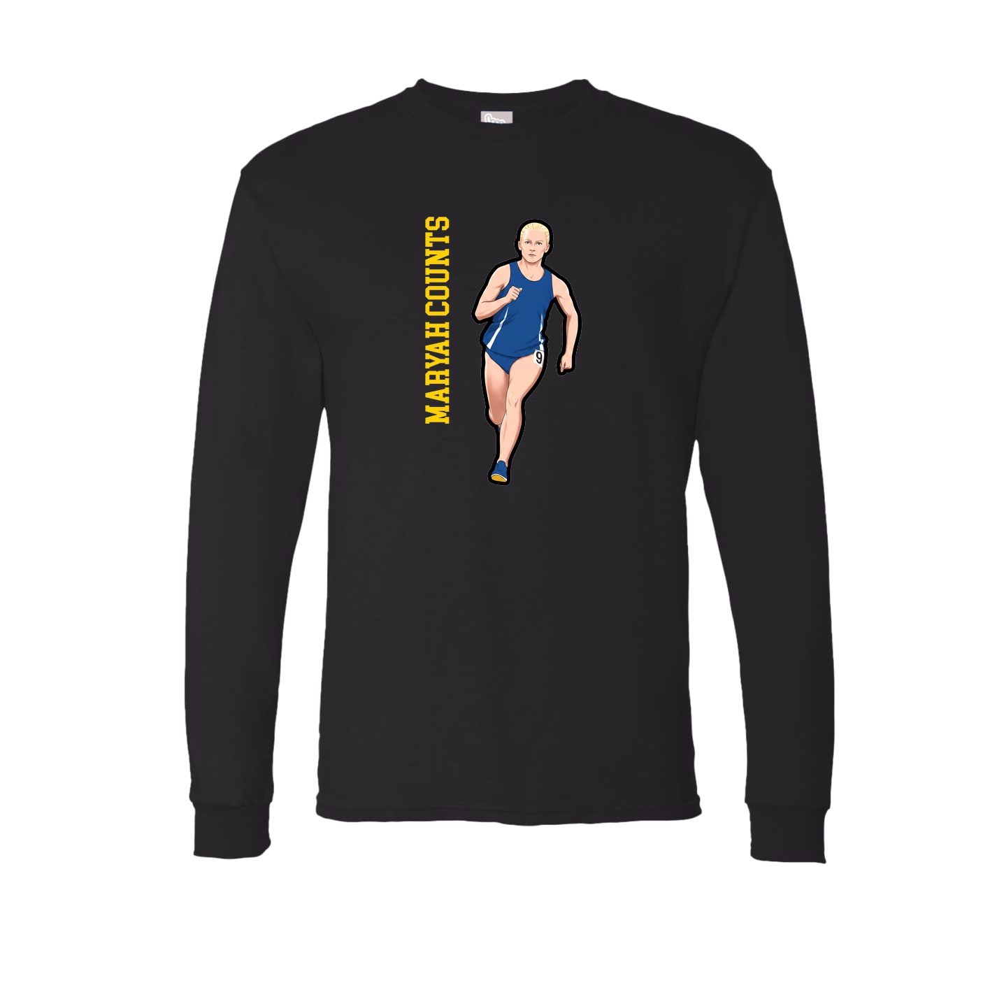 Long Sleeve Tee — Name Vertical in Black