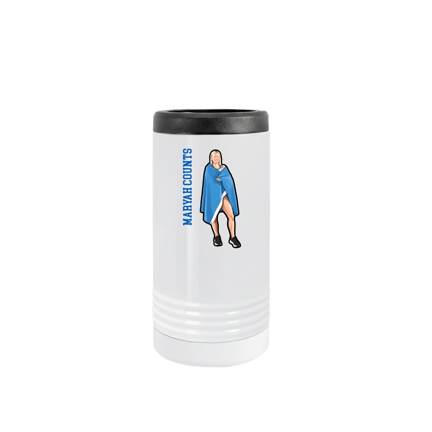 Slim Beverage Holder — Name Vertical in White