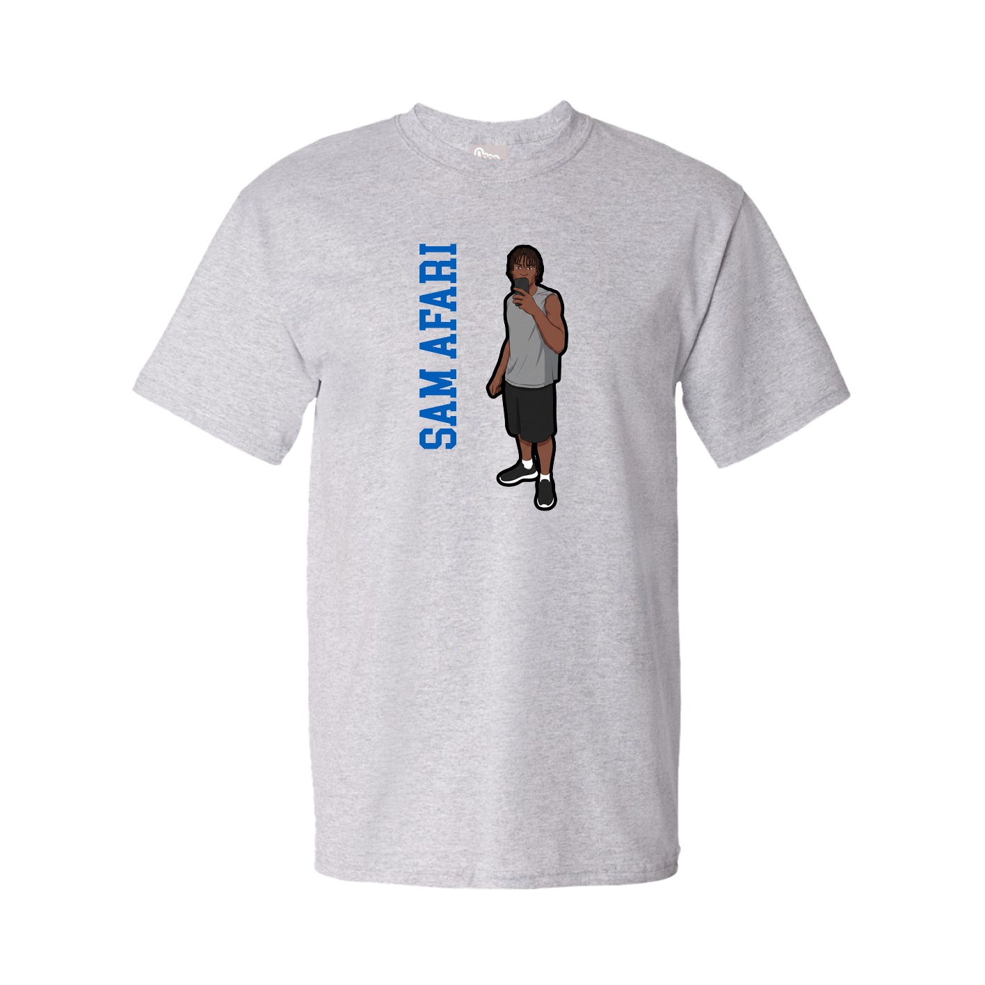 Youth Tee — Name Vertical in Grey