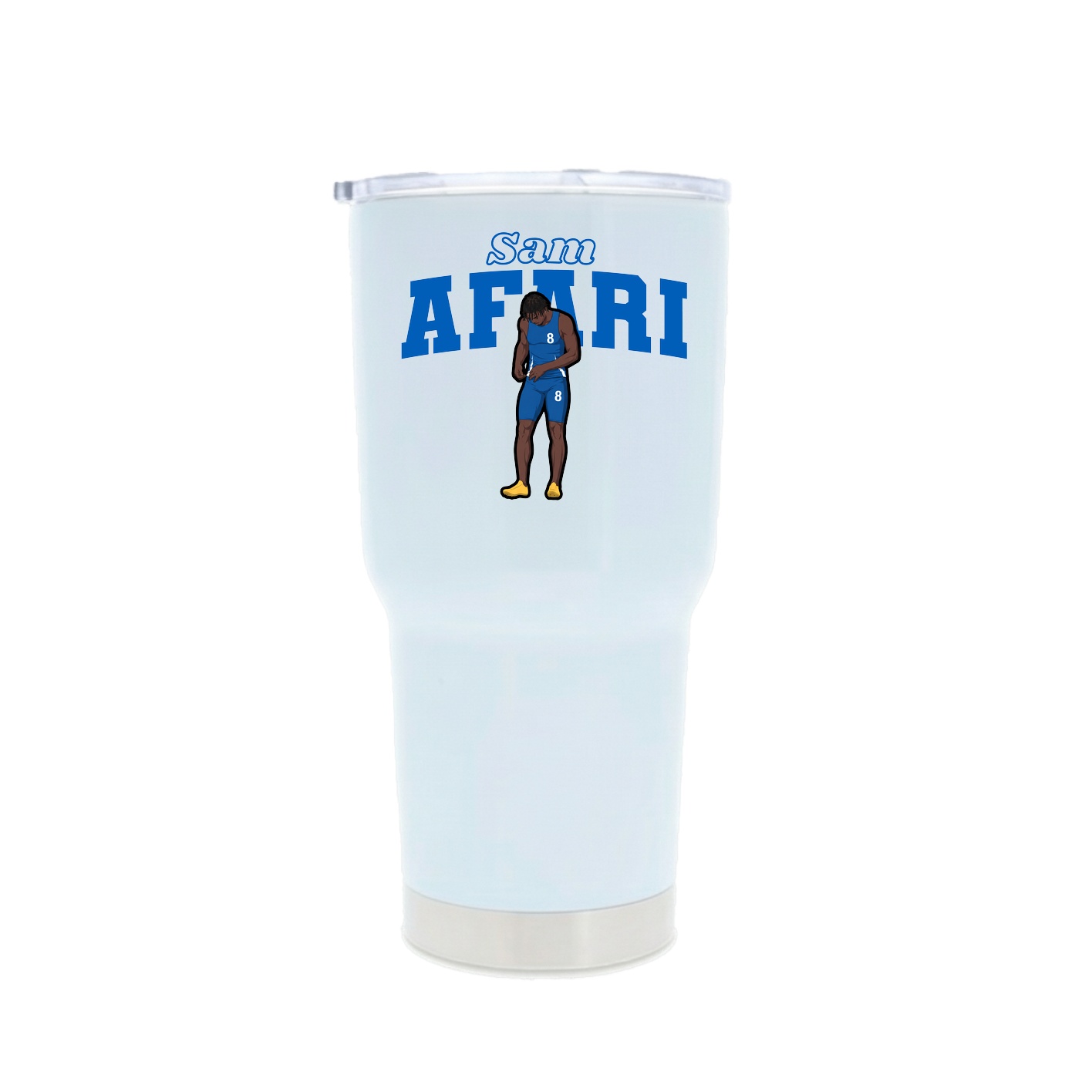 30oz Stainless Steel Tumbler — Name Arch in White