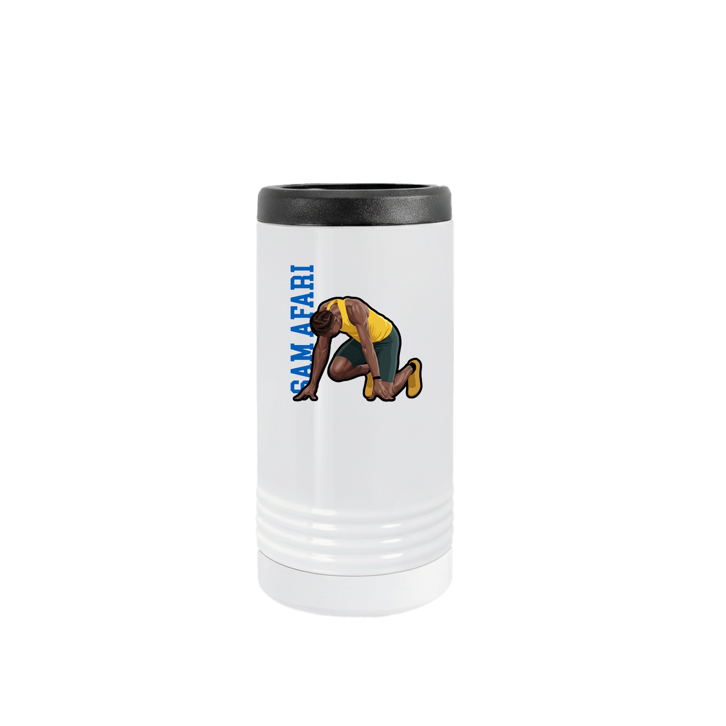 Slim Beverage Holder — Name Vertical in White