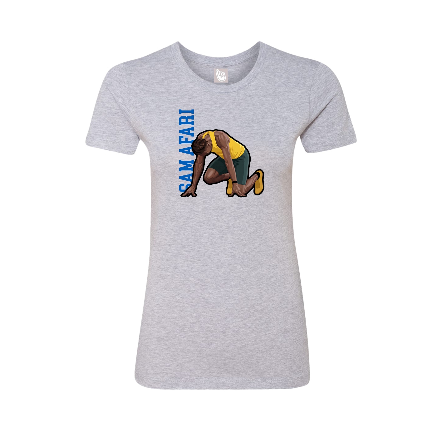 Fitted Women's Tee — Name Vertical in Grey