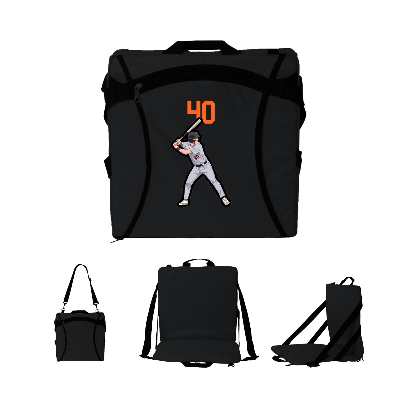 Folding Stadium Seat — Number Top in Black