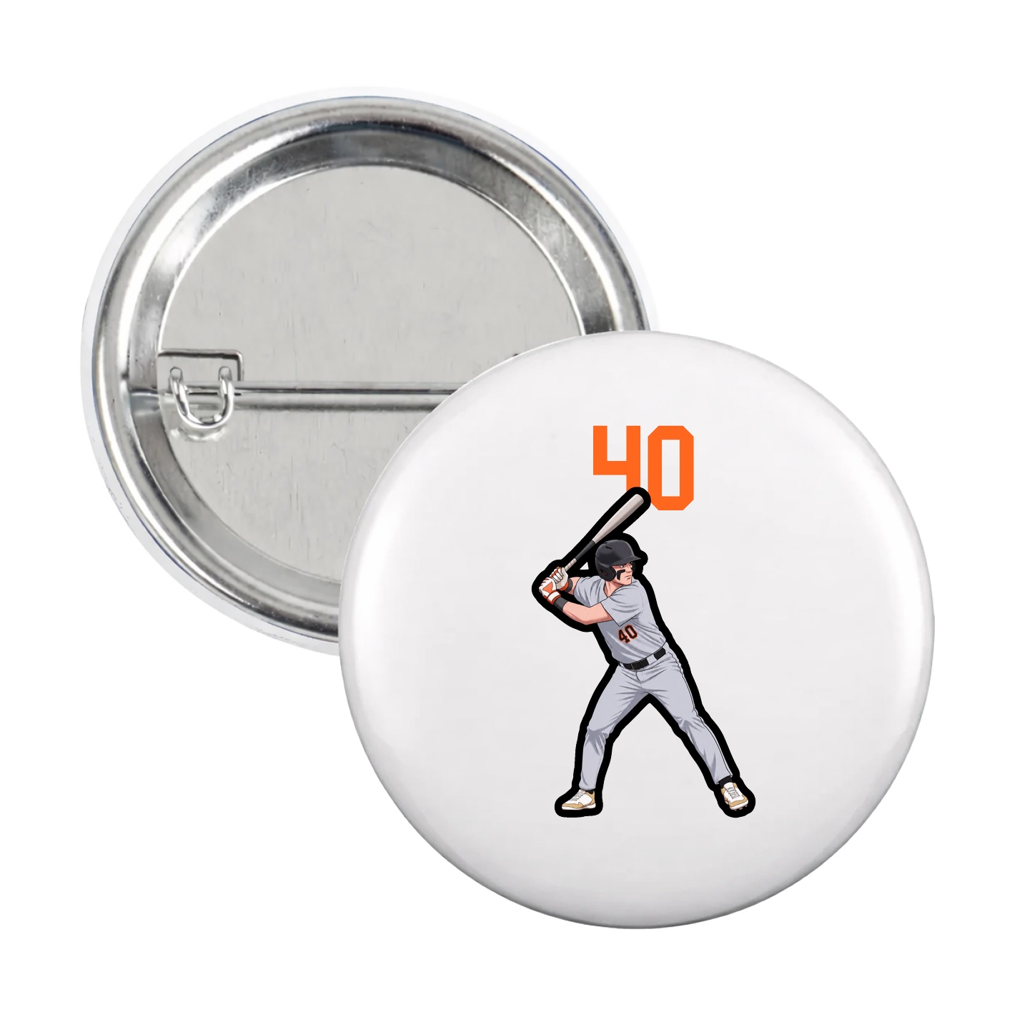 Game Day Button — Number Top in White
