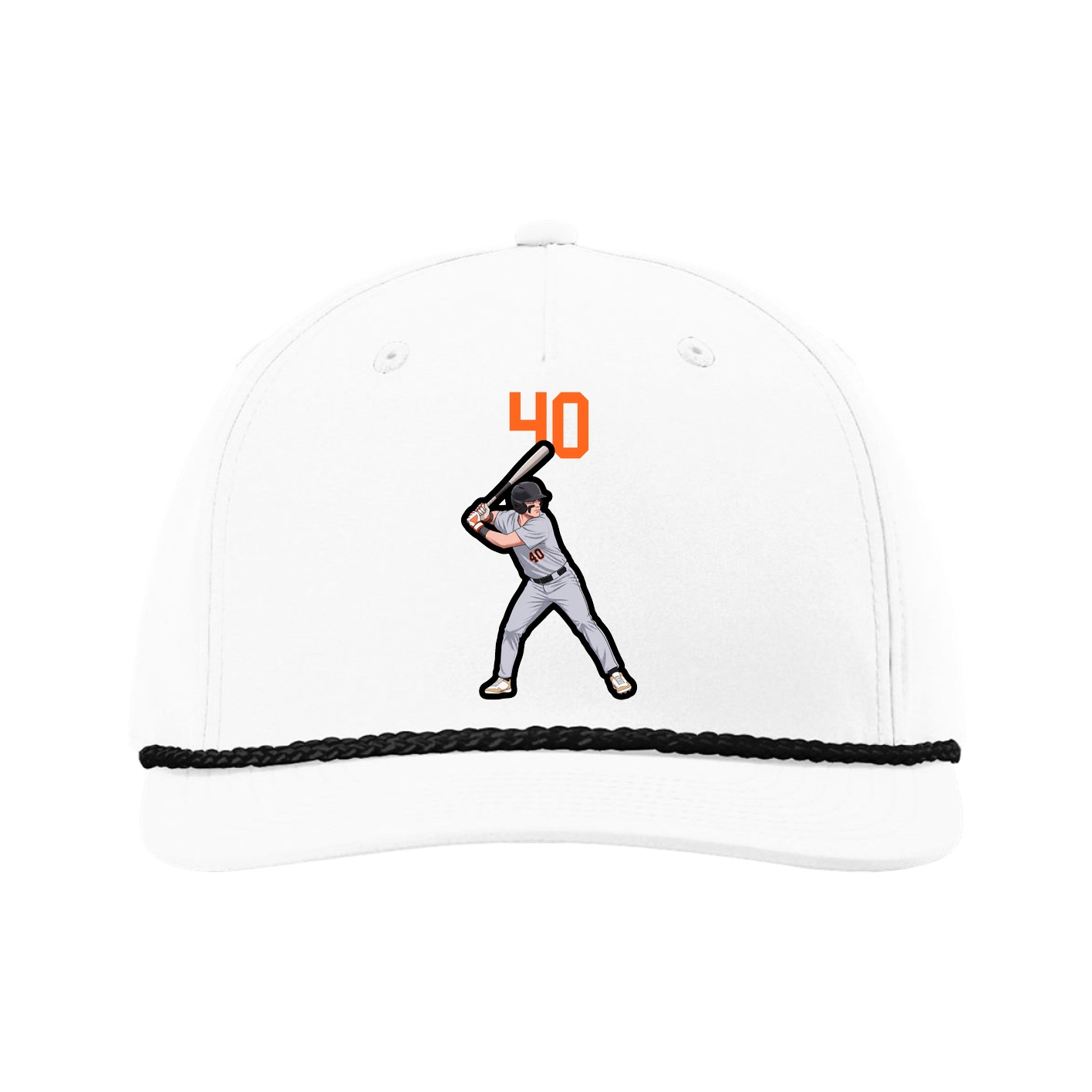 Five-Panel Classic Rope Cap — Number Top in White