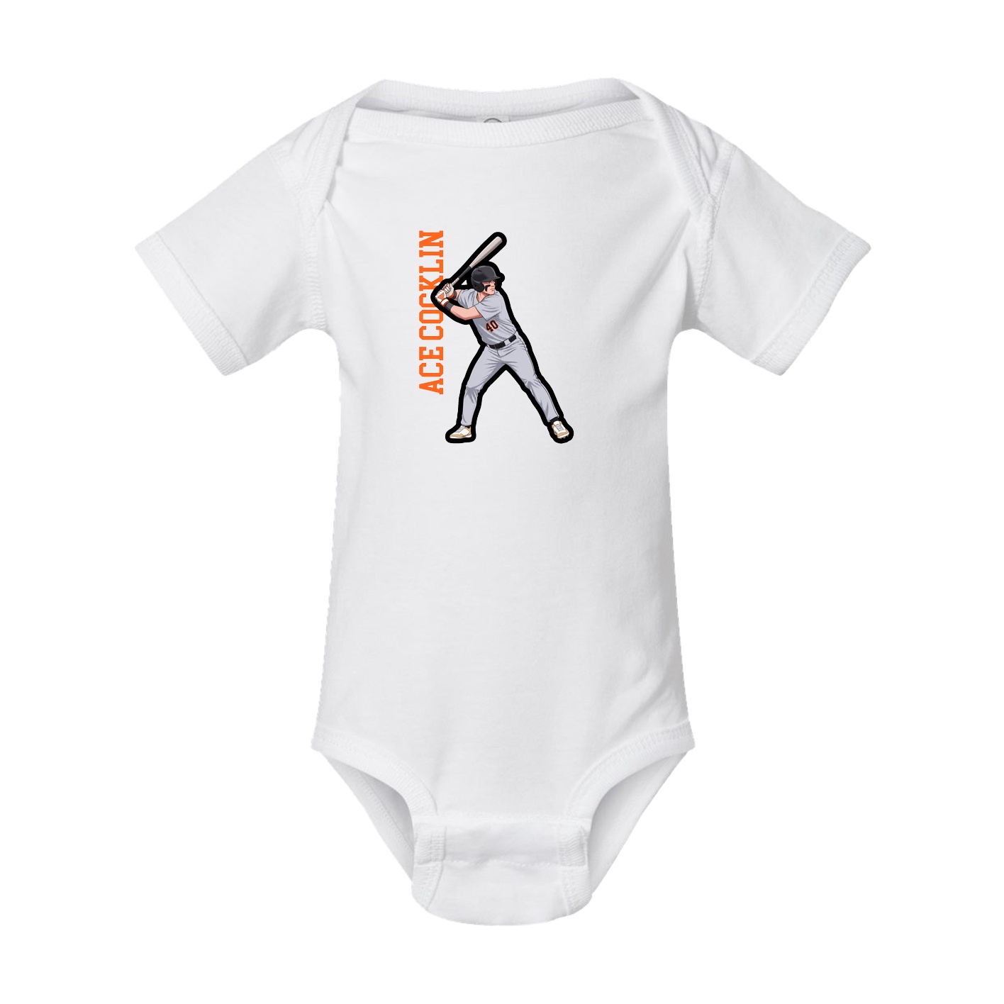 Baby Onesie — Name Vertical in White