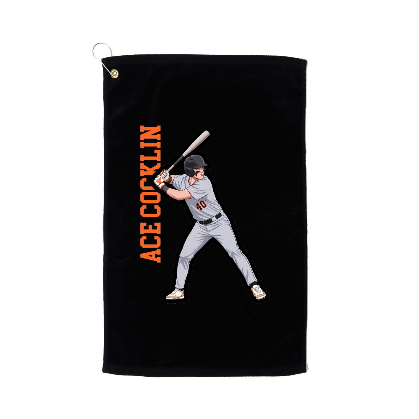 Golf Towel — Name Vertical in Black