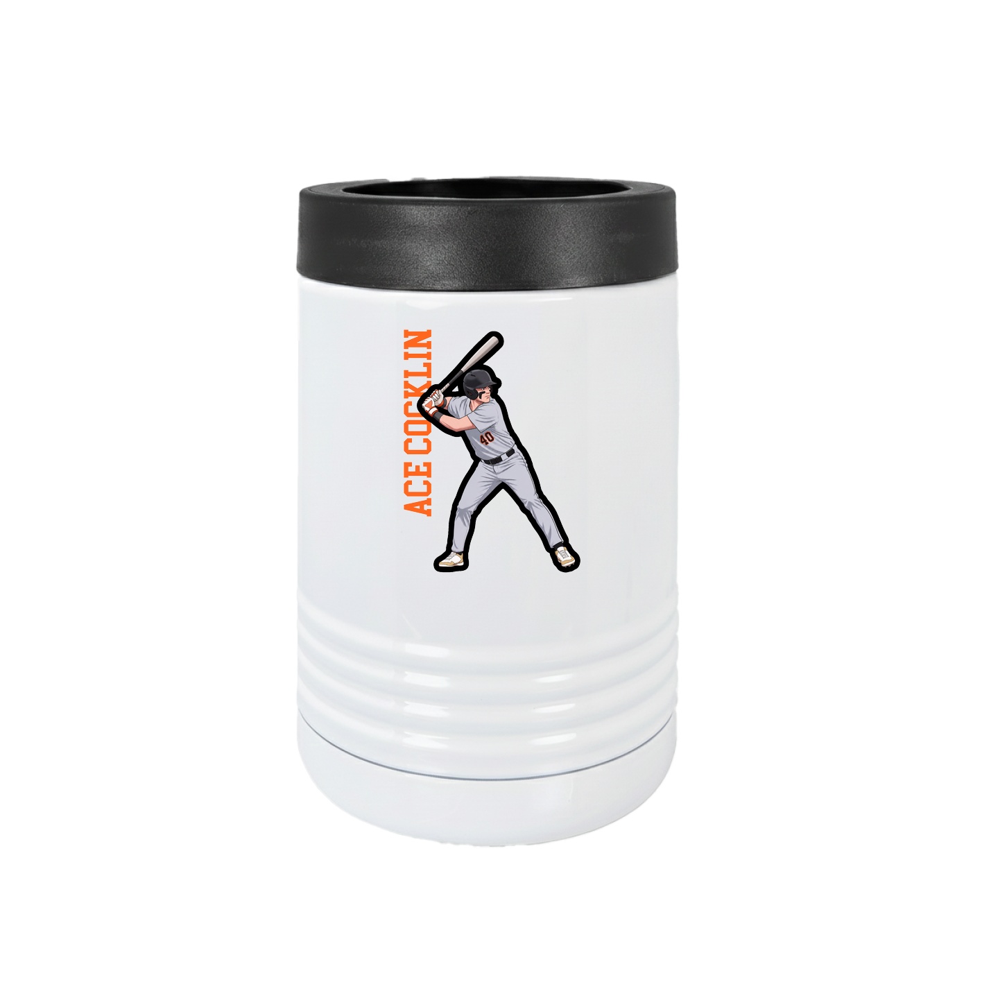 Beverage Holder — Name Vertical in White