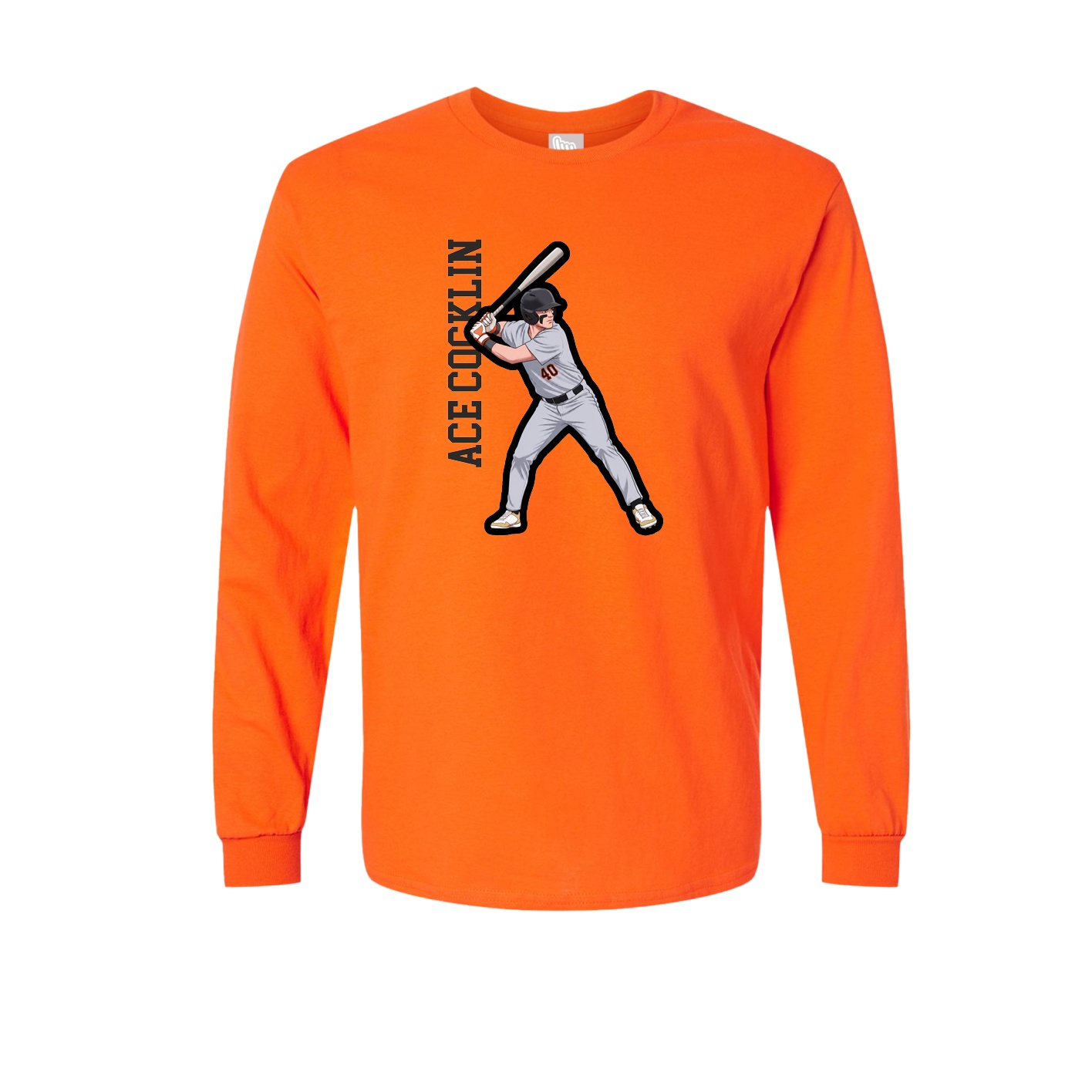 Long Sleeve Tee — Name Vertical in Orange