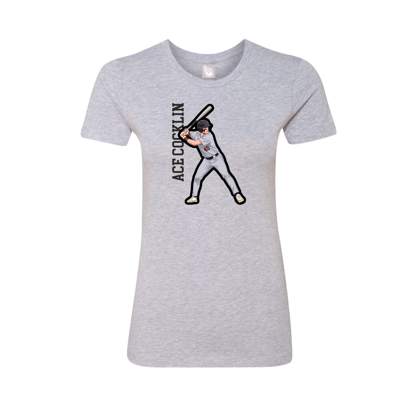 Fitted Women's Tee — Name Vertical in Grey