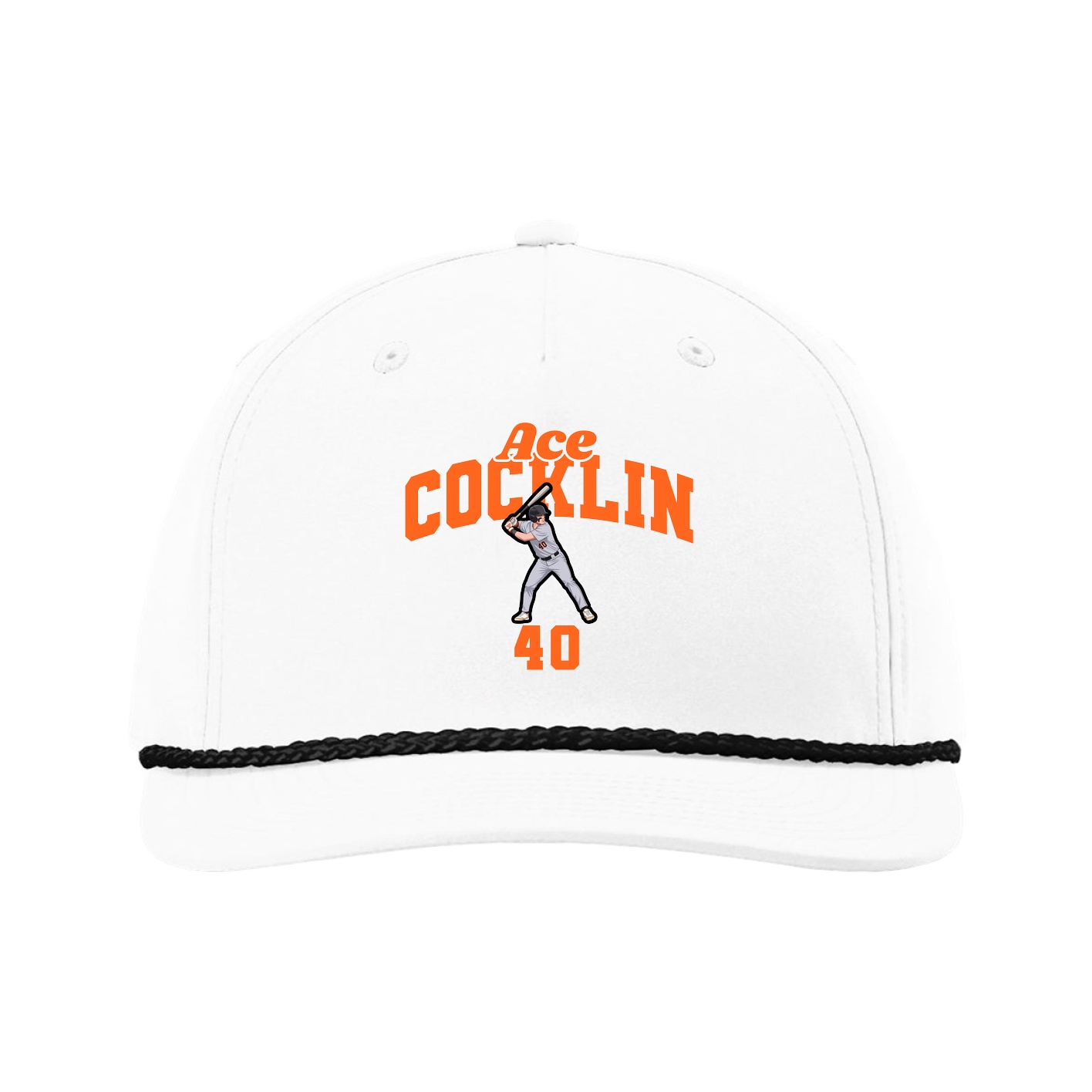 Five-Panel Classic Rope Cap — Signature Arch in White
