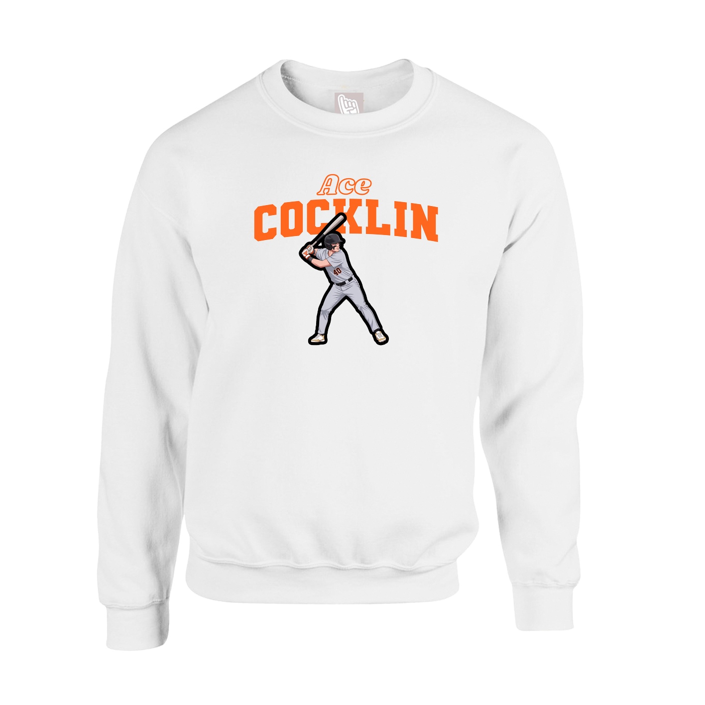 Fleece Crew — Name Arch in White