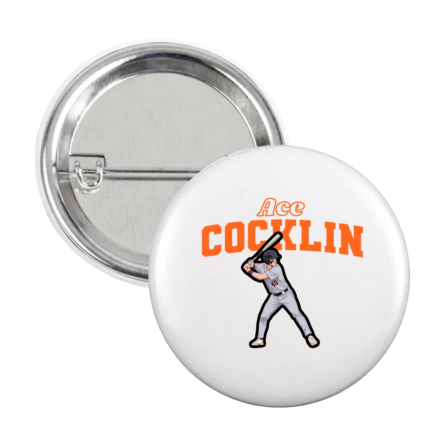 Game Day Button — Name Arch in White