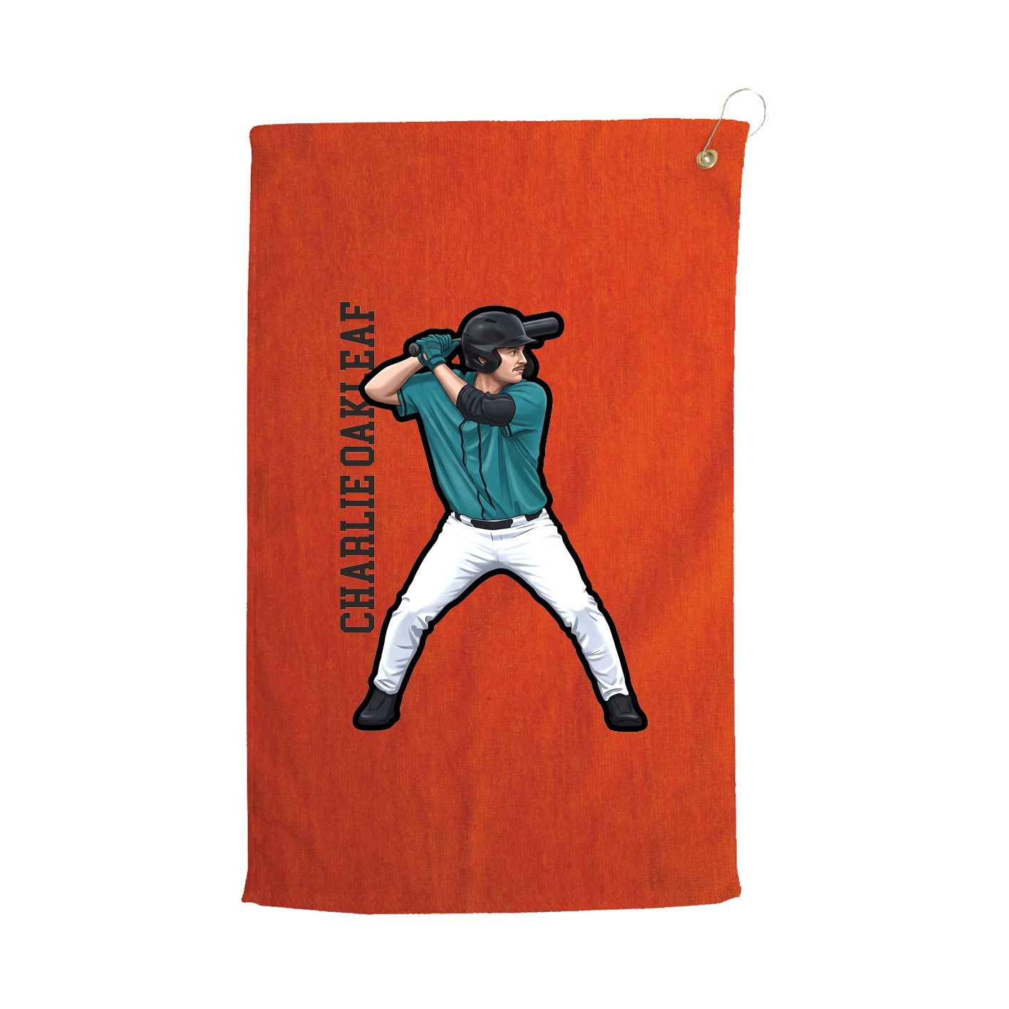 Golf Towel — Name Vertical in Orange