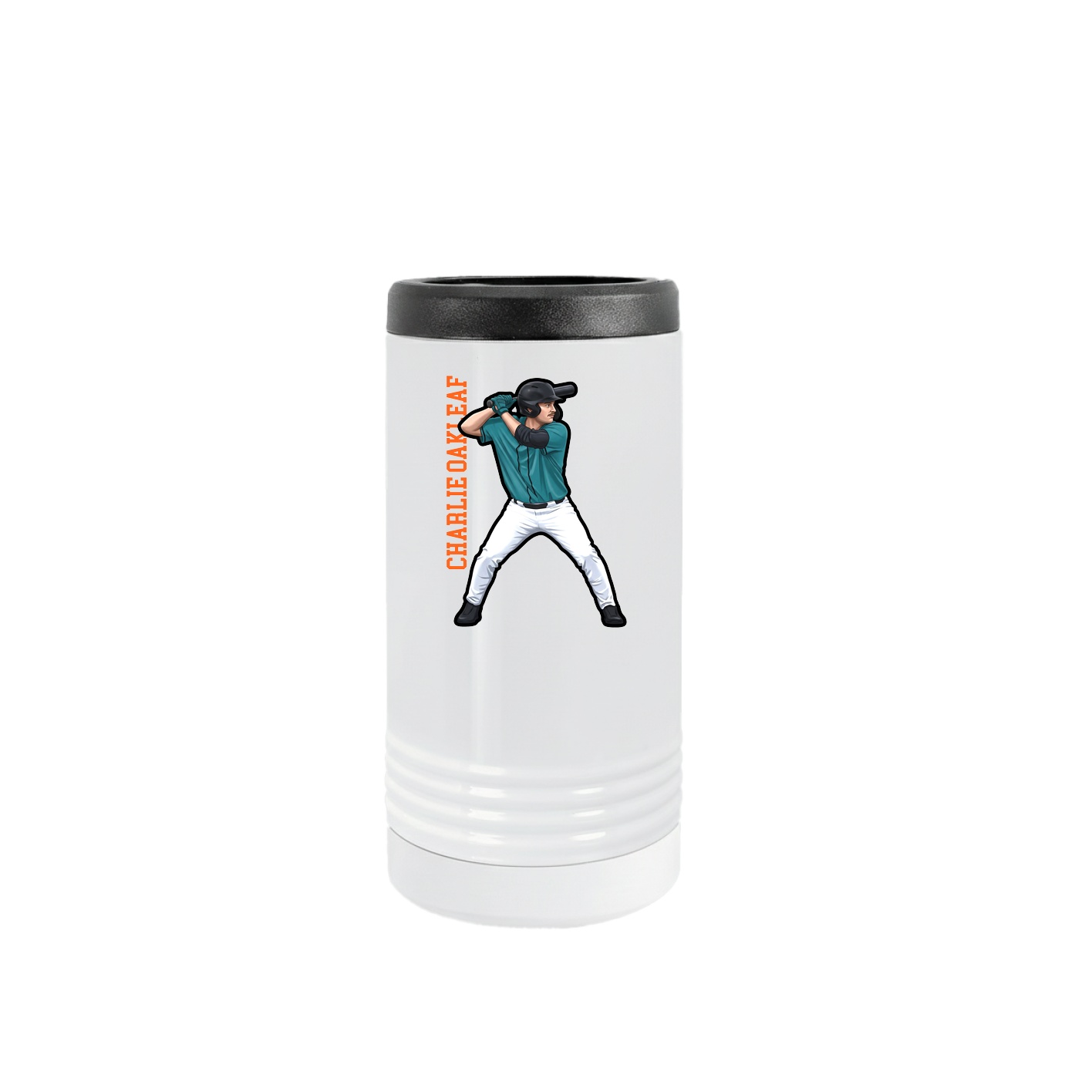 Slim Beverage Holder — Name Vertical in White