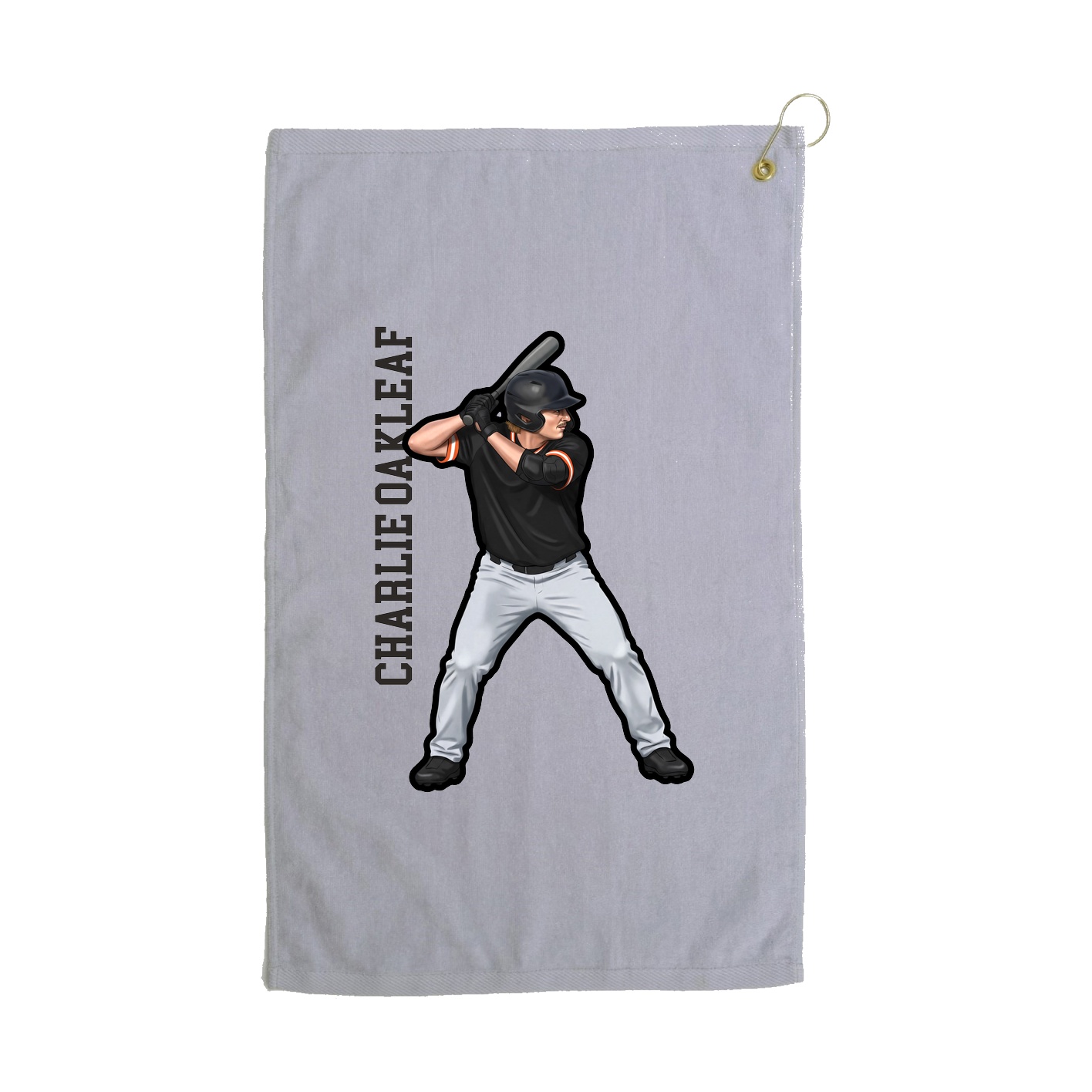 Golf Towel — Name Vertical in Grey