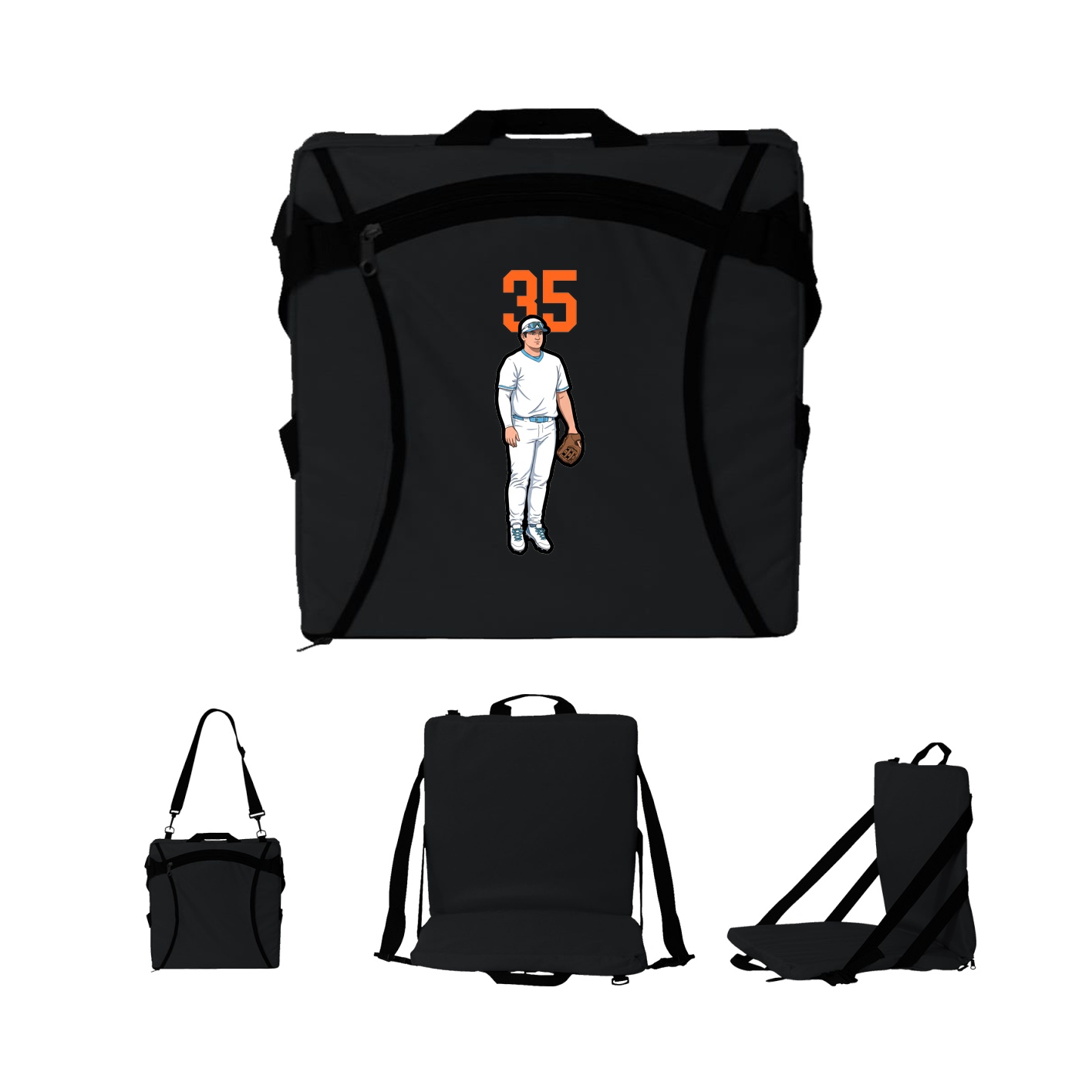 Folding Stadium Seat — Number Top in Black