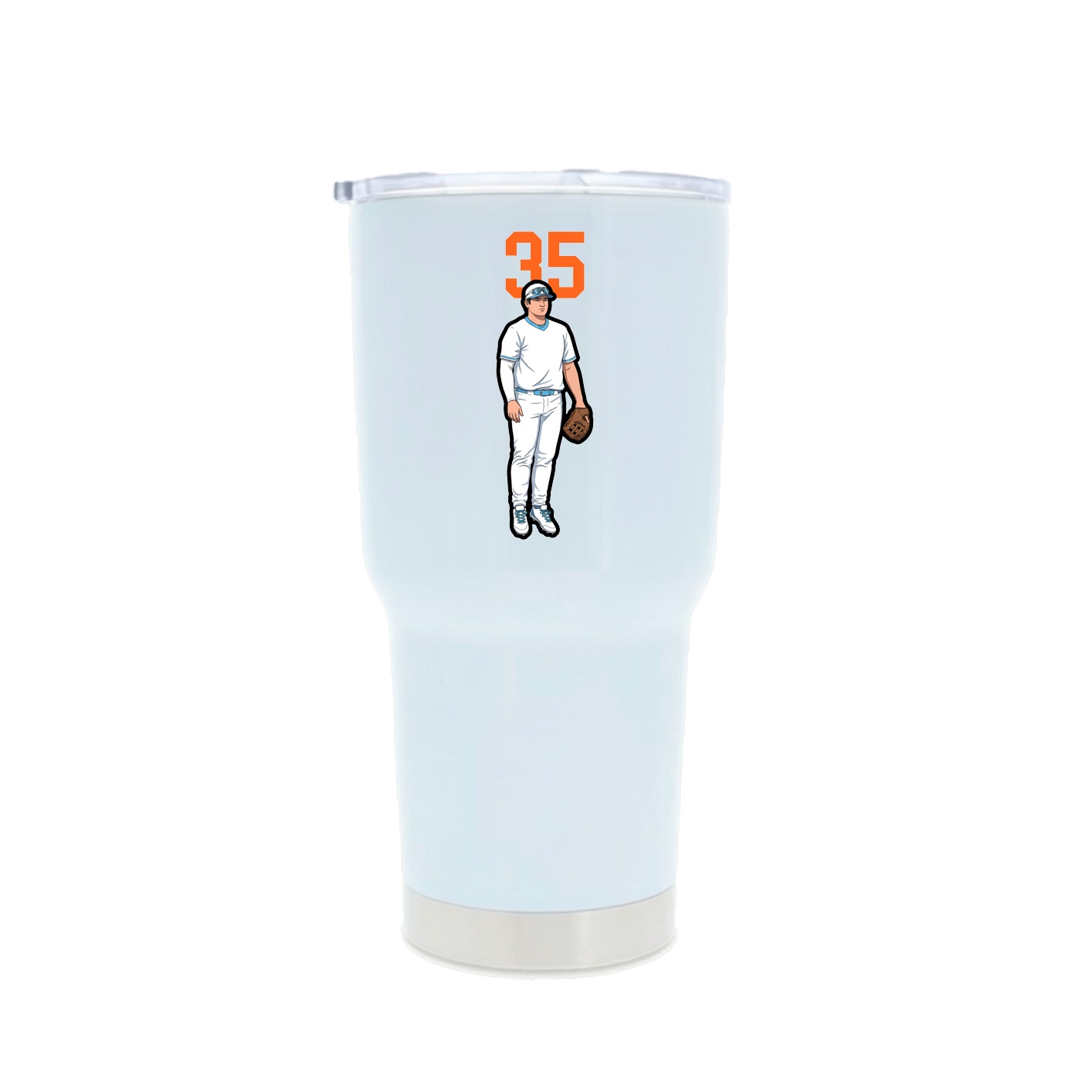 30oz Stainless Steel Tumbler — Number Top in White