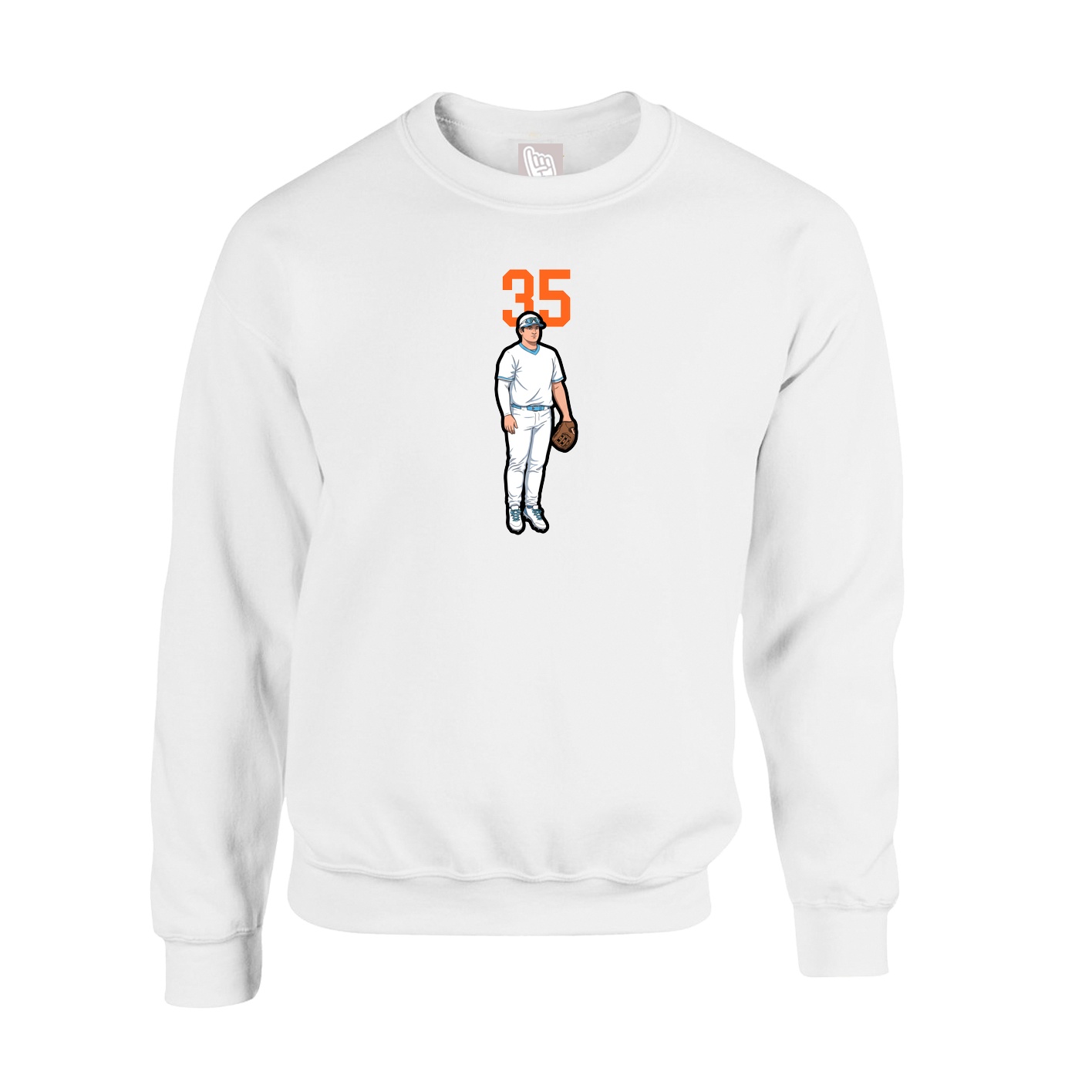 Fleece Crew — Number Top in White