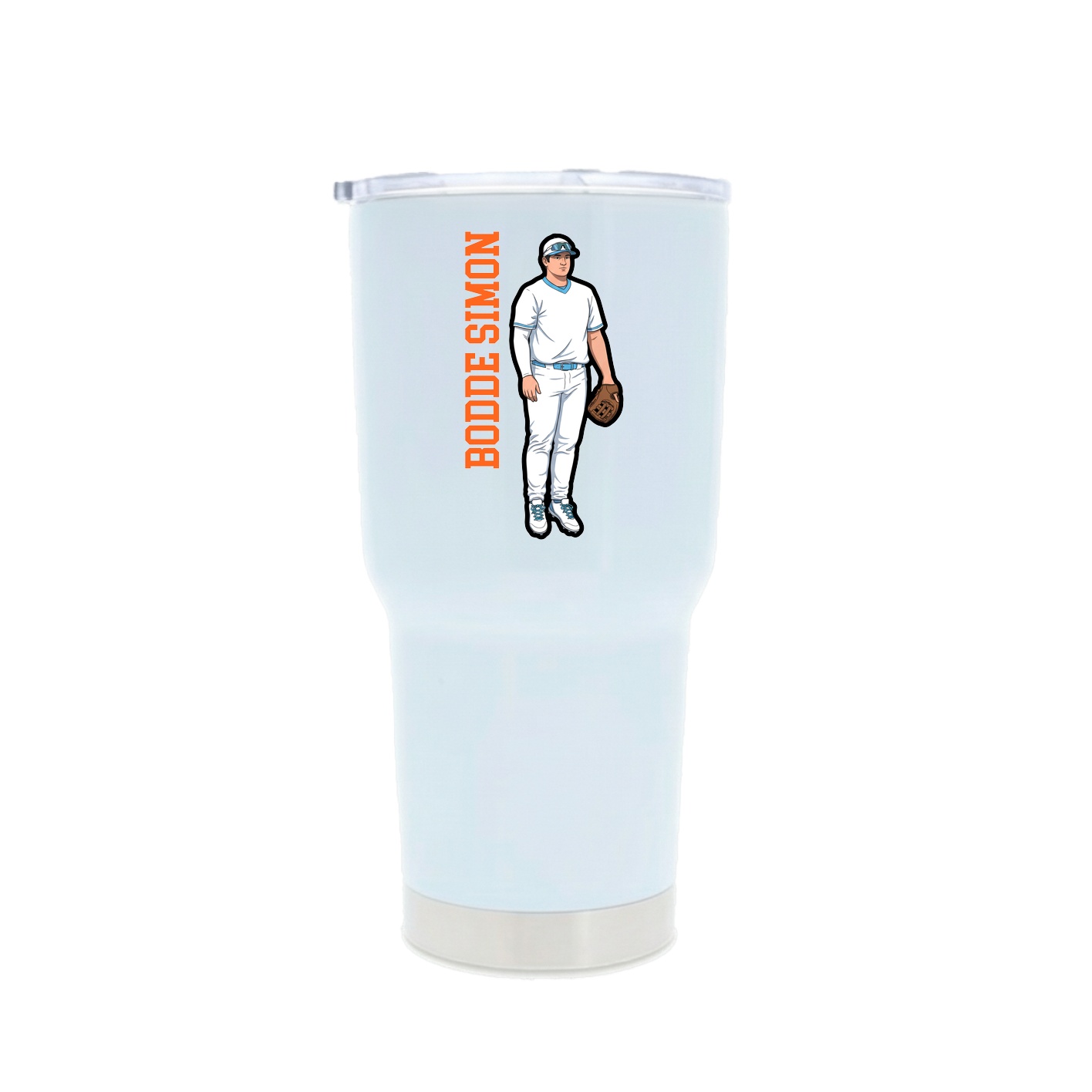 30oz Stainless Steel Tumbler — Name Vertical in White