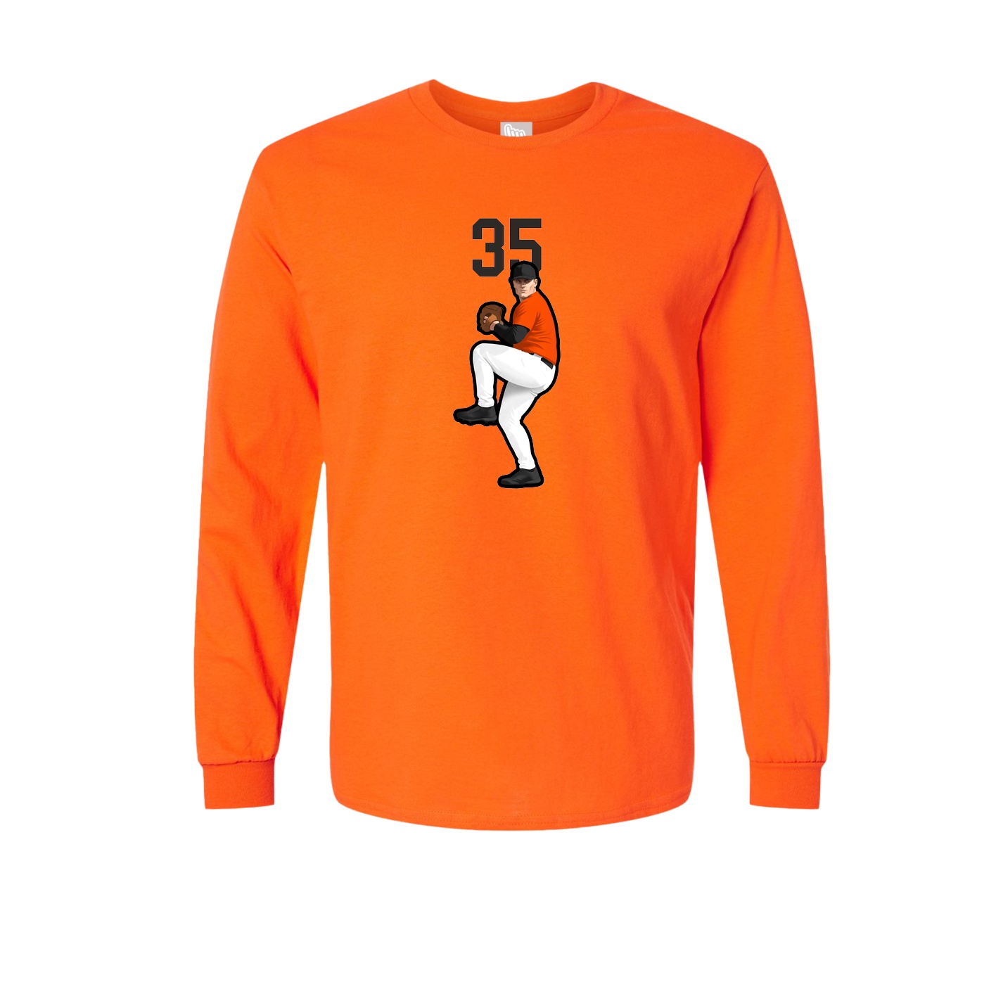 Long Sleeve Tee — Number Top in Orange