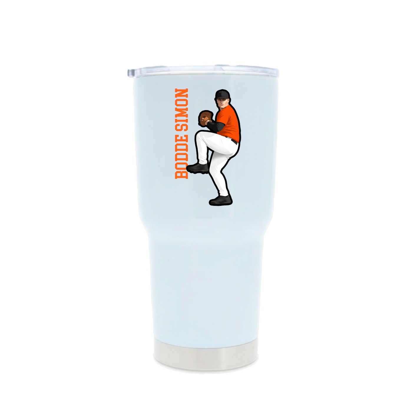 30oz Stainless Steel Tumbler — Name Vertical in White