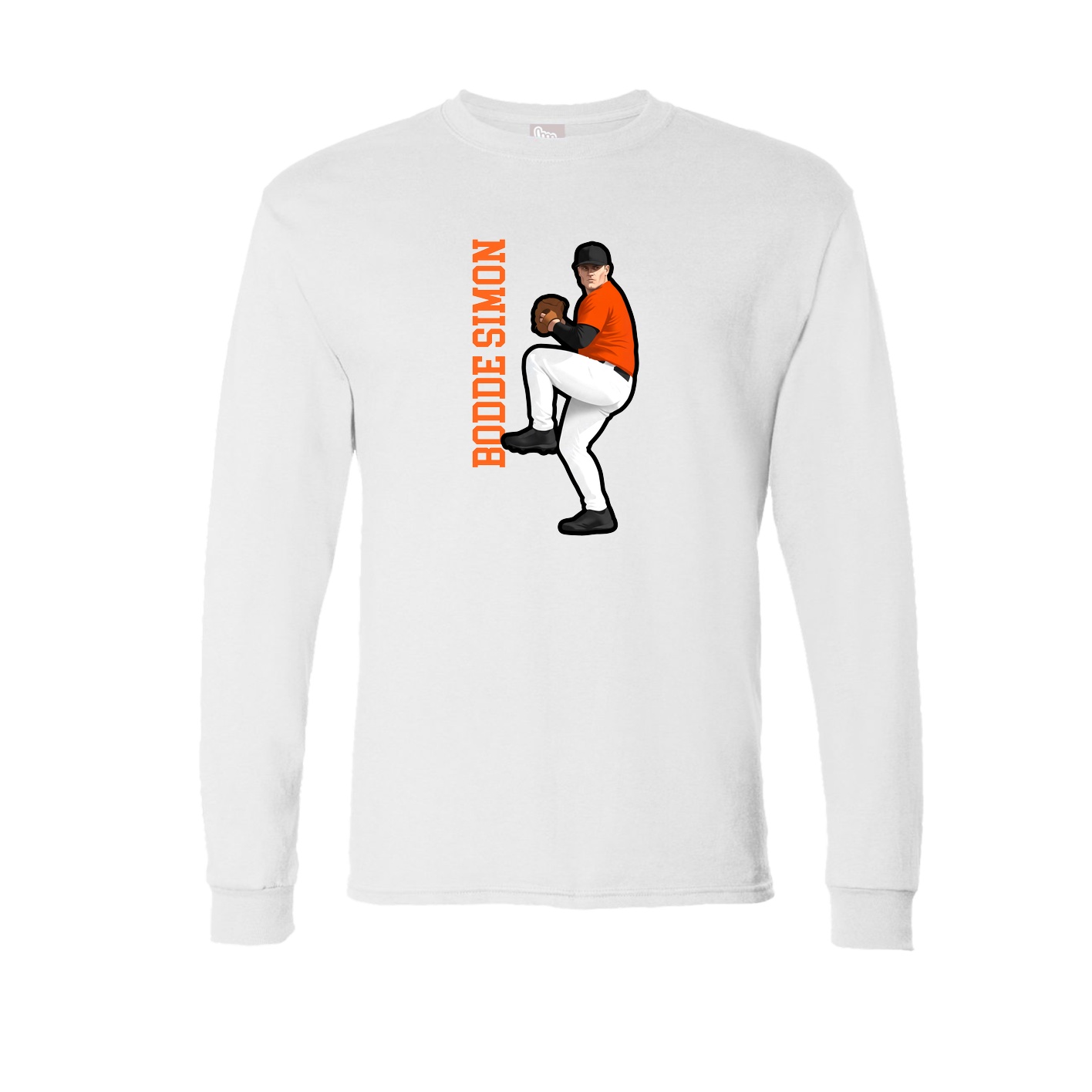Long Sleeve Tee — Name Vertical in White