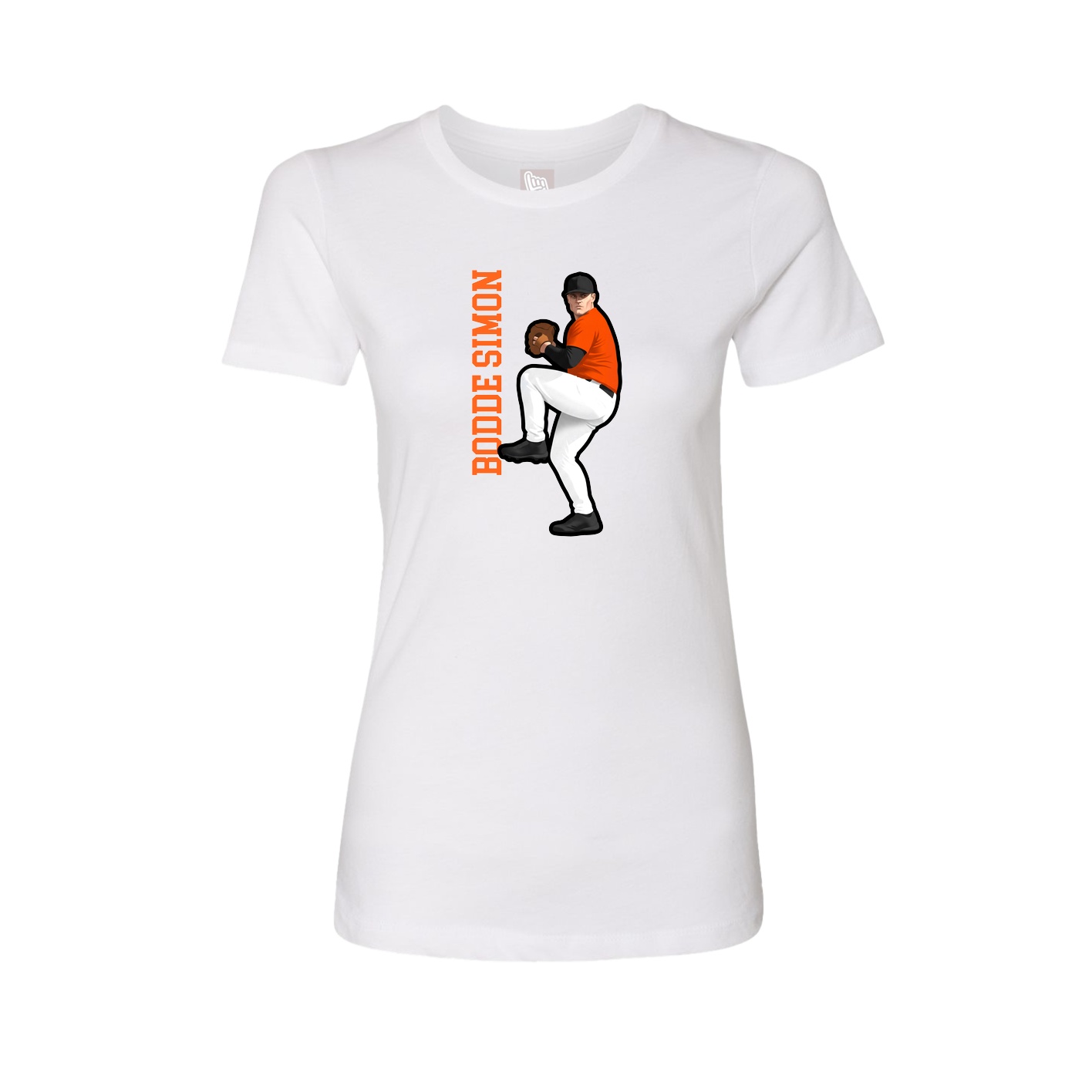 Fitted Women's Tee — Name Vertical in White