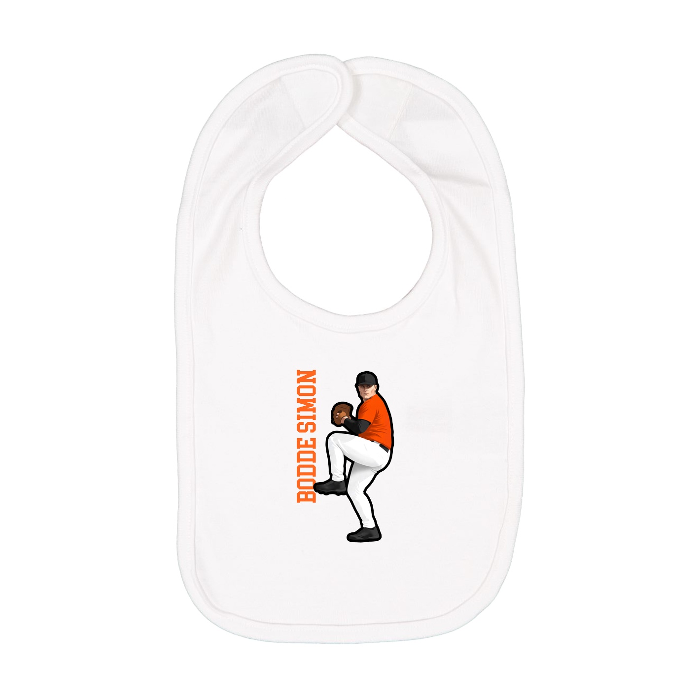 Infant Bib — Name Vertical in White