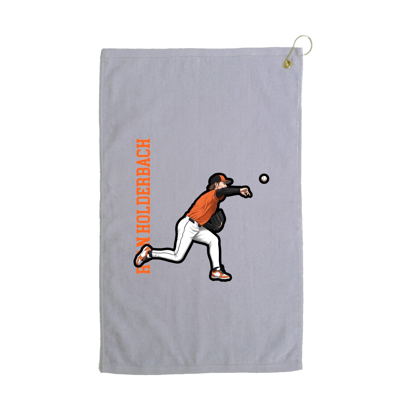 Golf Towel — Name Vertical in Grey