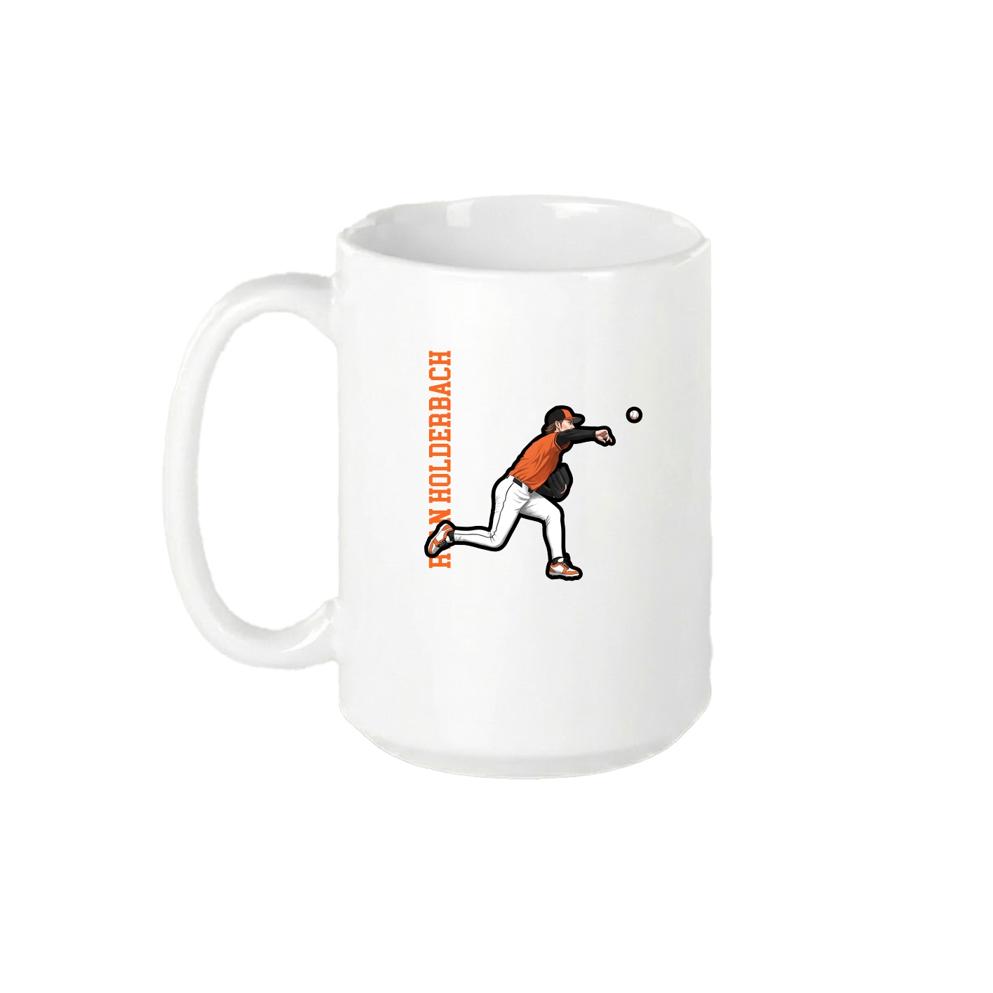 15oz Coffee Mug — Name Vertical in White