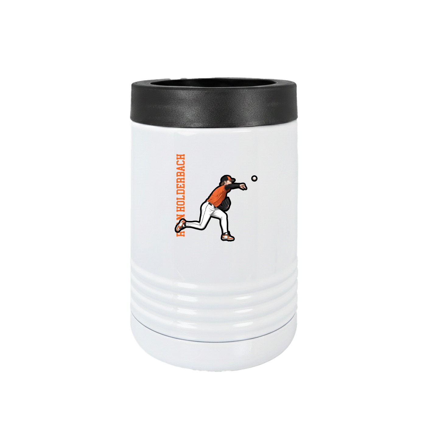 Beverage Holder — Name Vertical in White