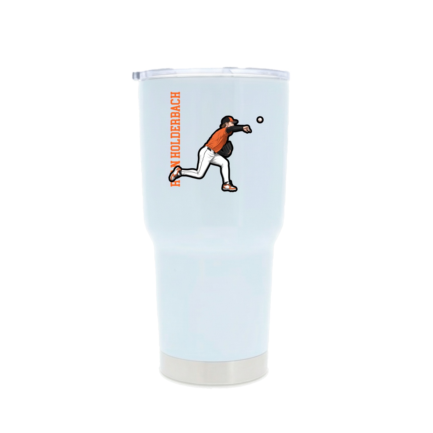30oz Stainless Steel Tumbler — Name Vertical in White