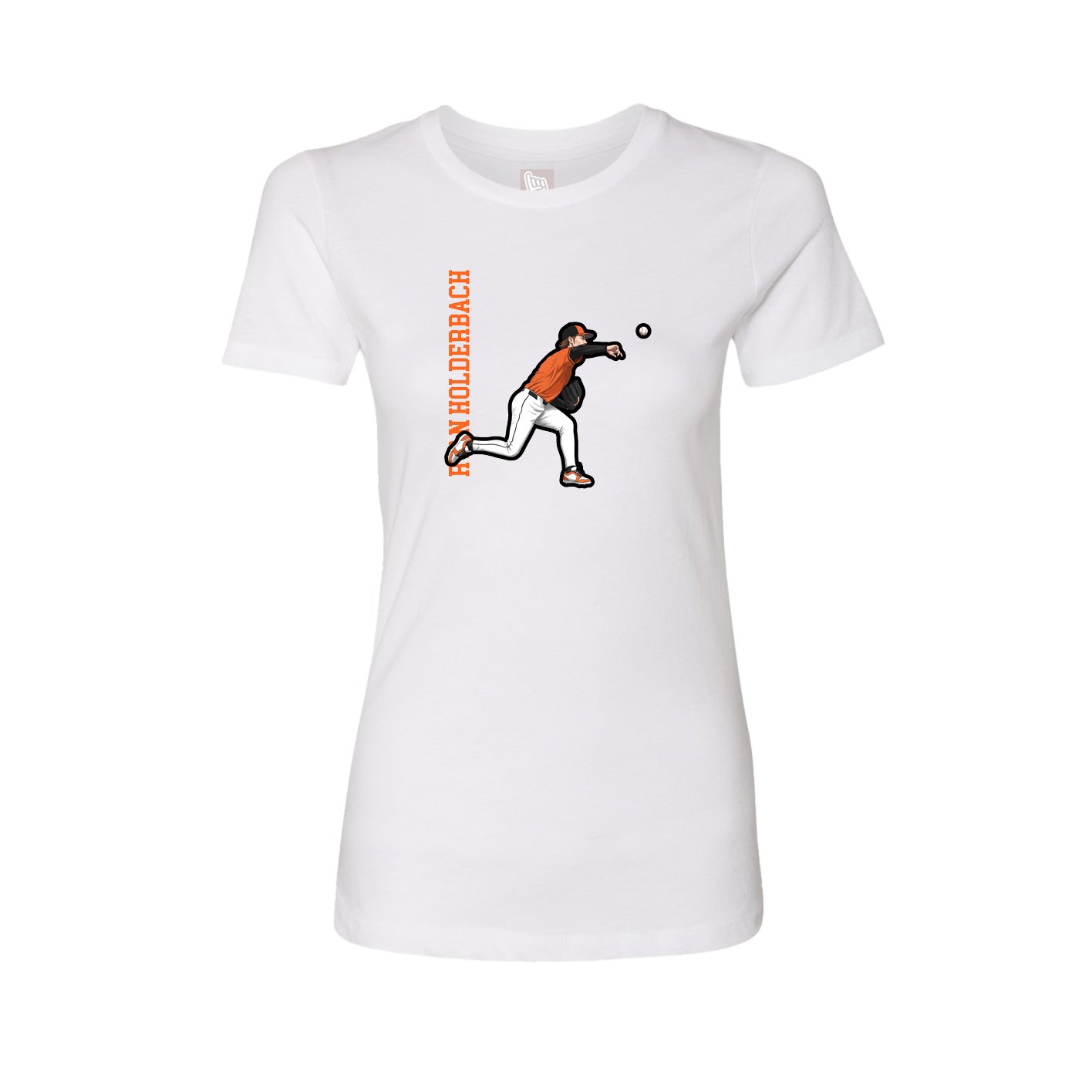 Fitted Women's Tee — Name Vertical in White