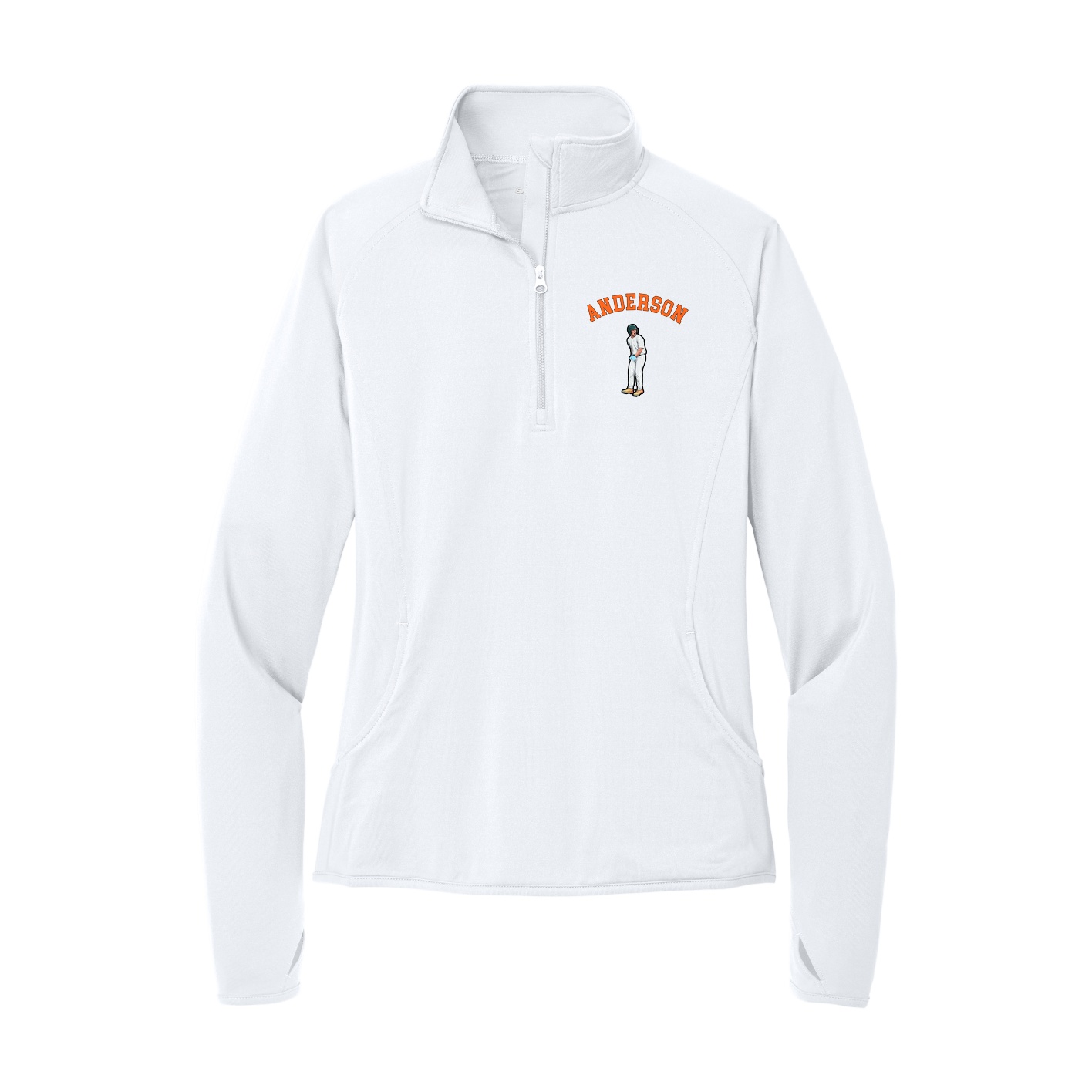 Women's Q-Zip Pullover — Shirsey Arch in White
