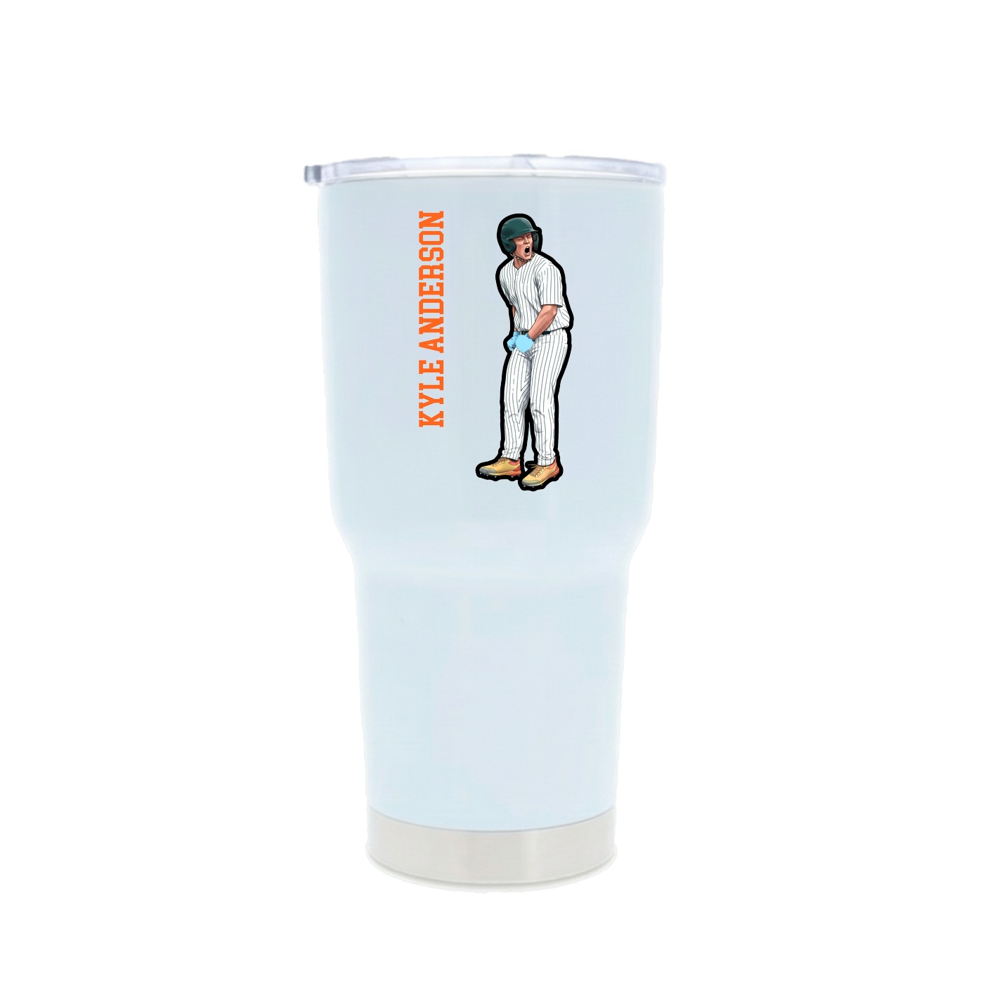 30oz Stainless Steel Tumbler — Name Vertical in White
