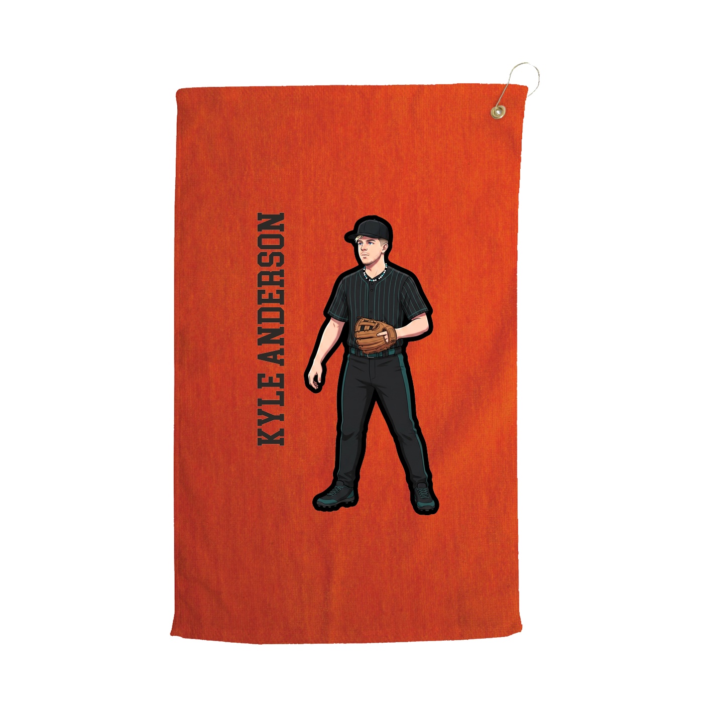 Golf Towel — Name Vertical in Orange