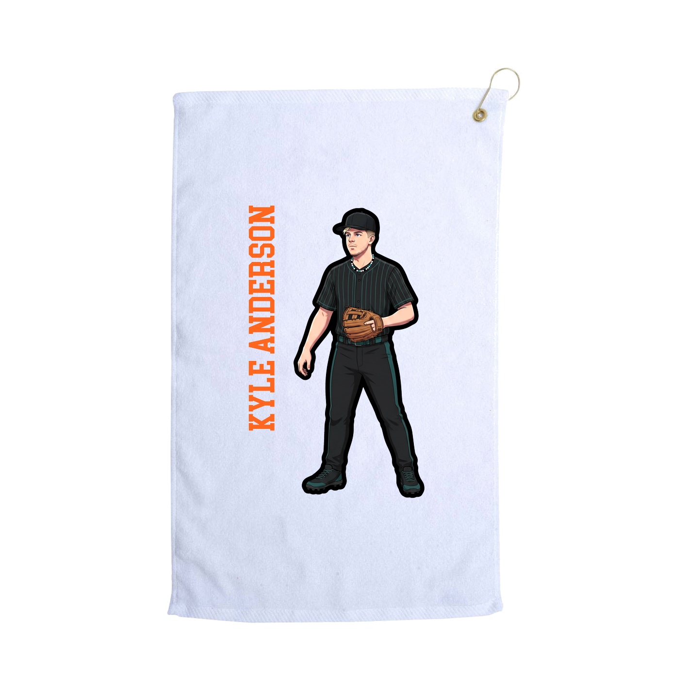 Golf Towel — Name Vertical in White