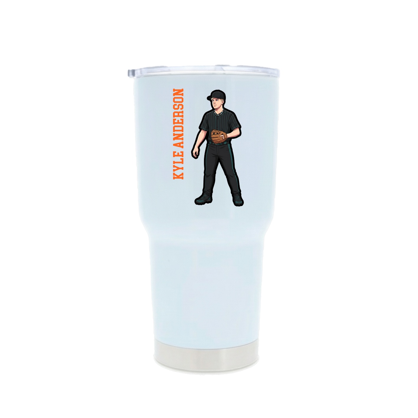 30oz Stainless Steel Tumbler — Name Vertical in White