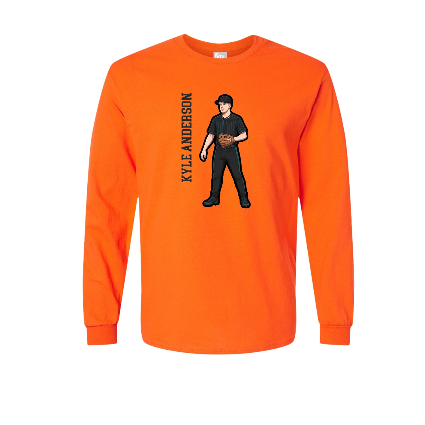 Long Sleeve Tee — Name Vertical in Orange