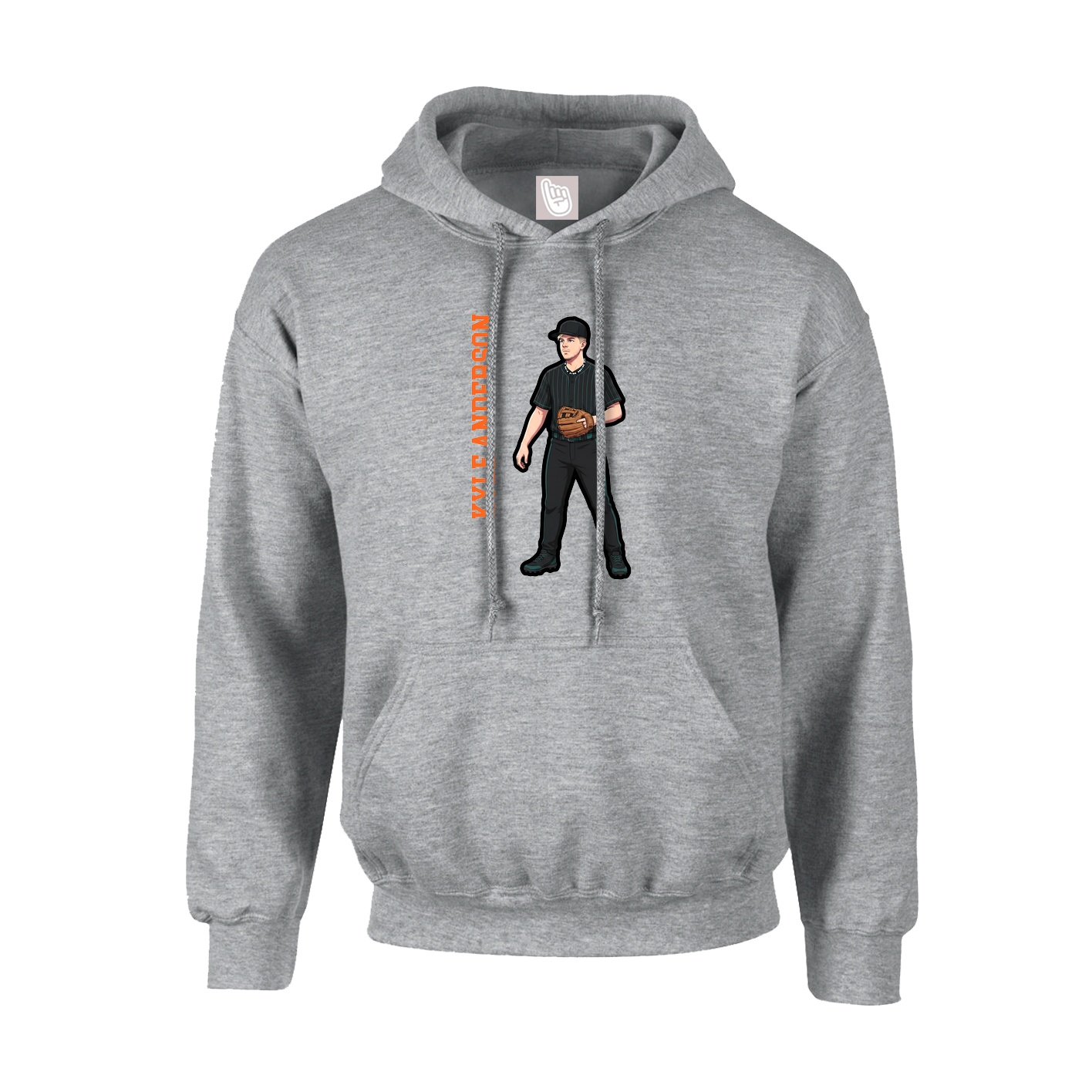 Hoodie — Name Vertical in Grey
