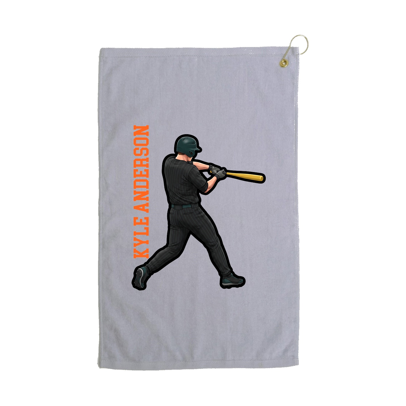 Golf Towel — Name Vertical in Grey