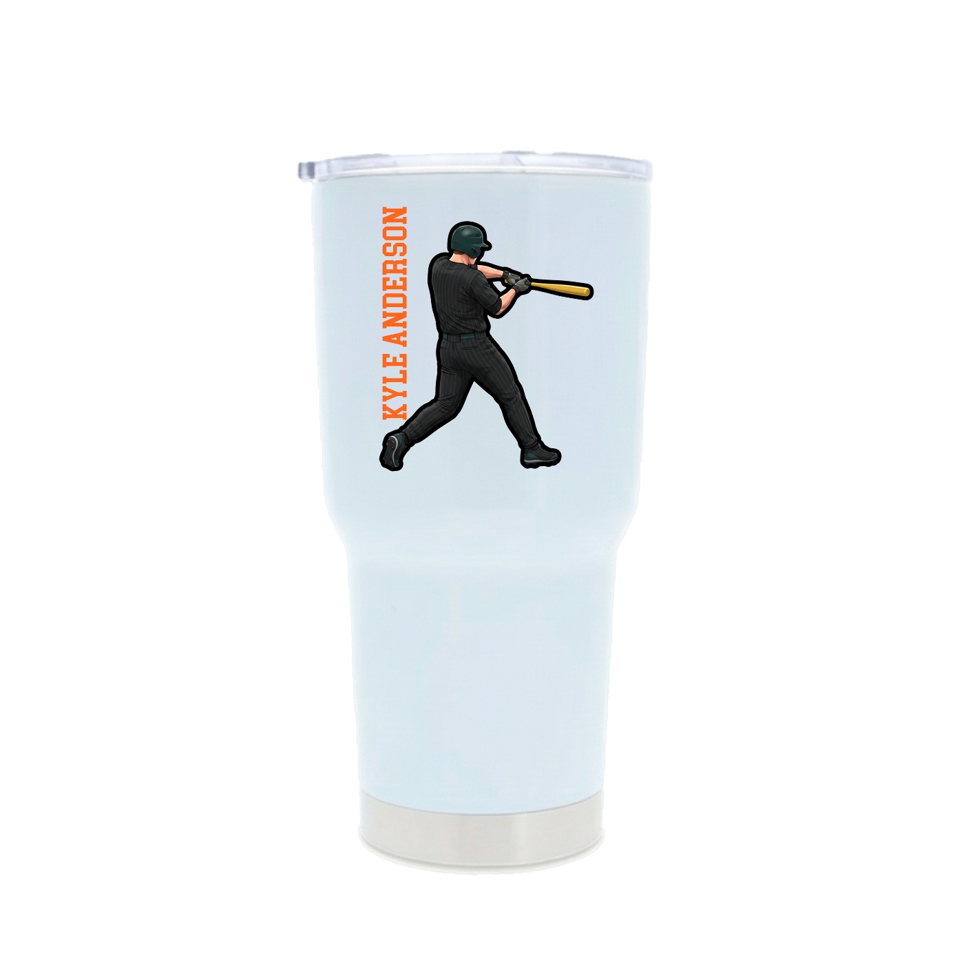30oz Stainless Steel Tumbler — Name Vertical in White