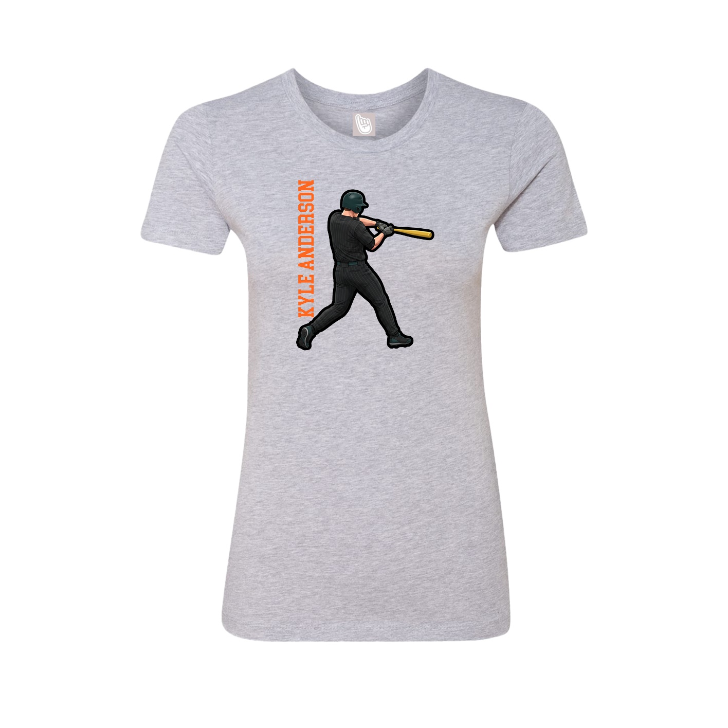 Fitted Women's Tee — Name Vertical in Grey