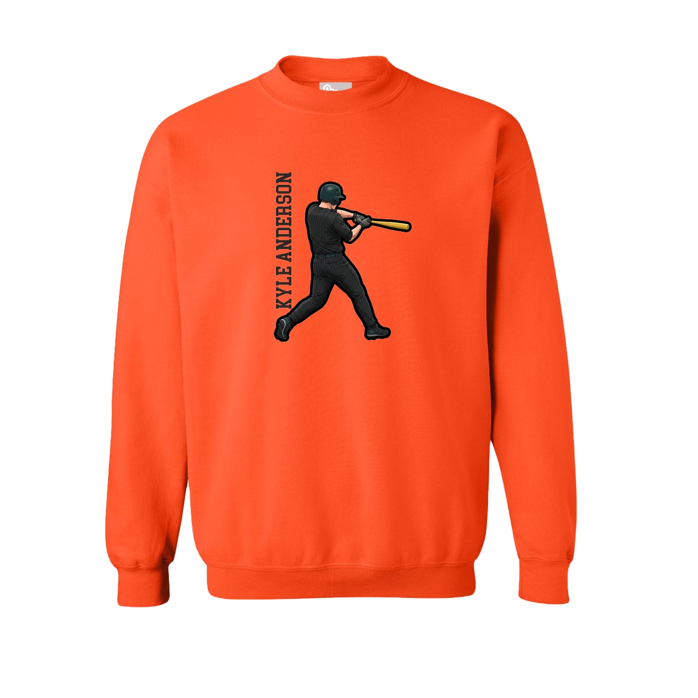 Fleece Crew — Name Vertical in Orange